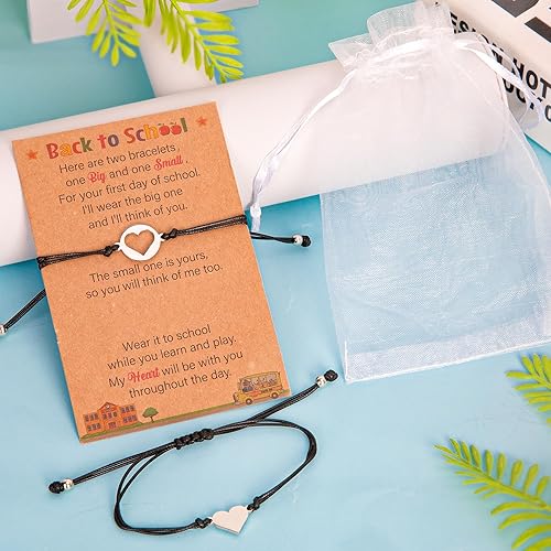 Miniatura 4 de Suministros de regreso a clases, pulsera de regreso a la escuela, mamá y yo, juego de pulseras de deseos a juego de Prek, pulsera ajustable para