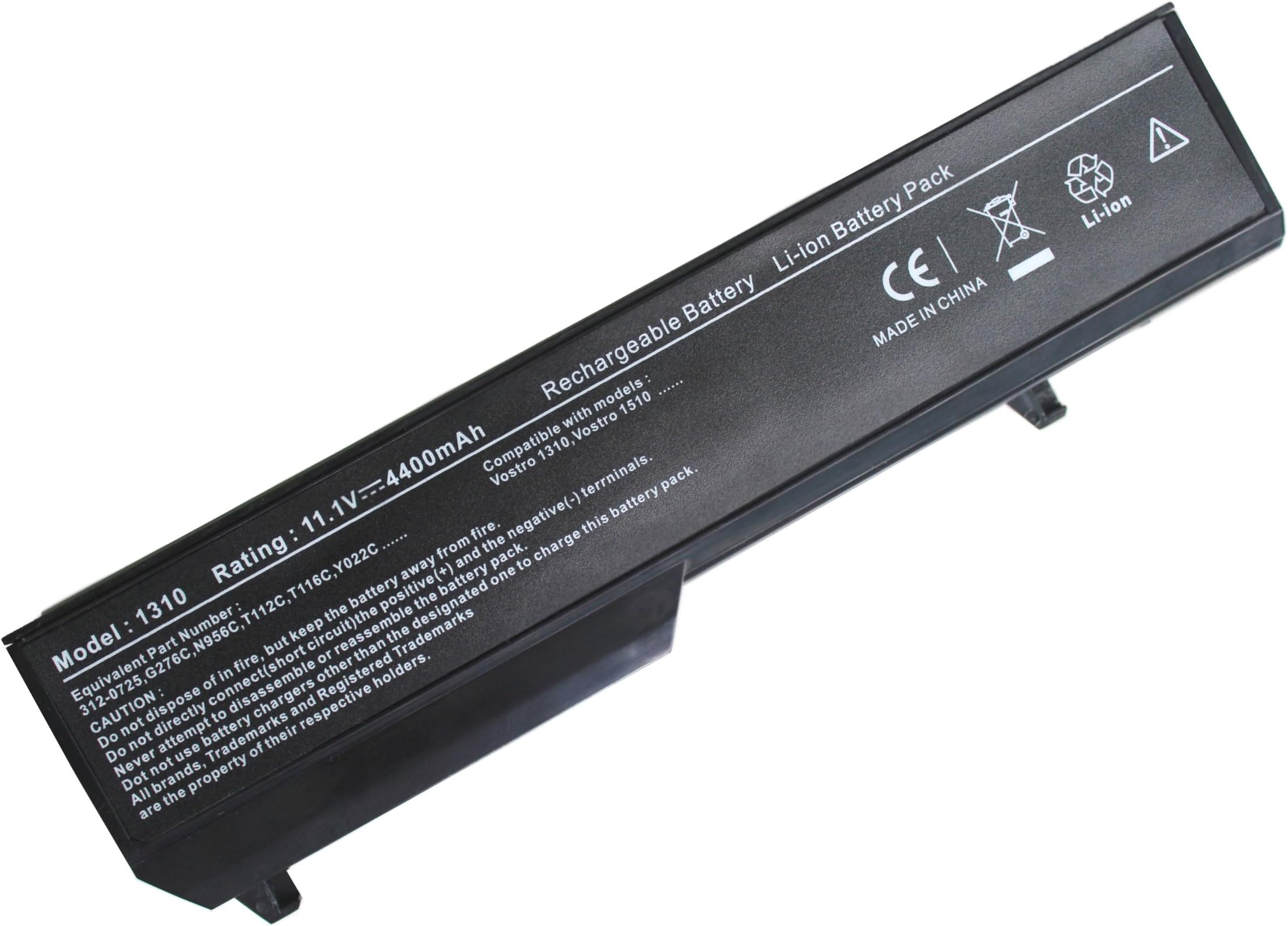 Ejuice New Laptop Replacement Battery for Dell Vostro 1310 1320 1510 1520 2510 Series,replacement for Dell 312-0724 312-0725 312-0859 312-0922 K738h 0k738h 0n950c 0n956c 0n958c T112c T114c T116c N950c N956c N958c G276c Y022c Y024c,4400mah,11.1v,6cells.