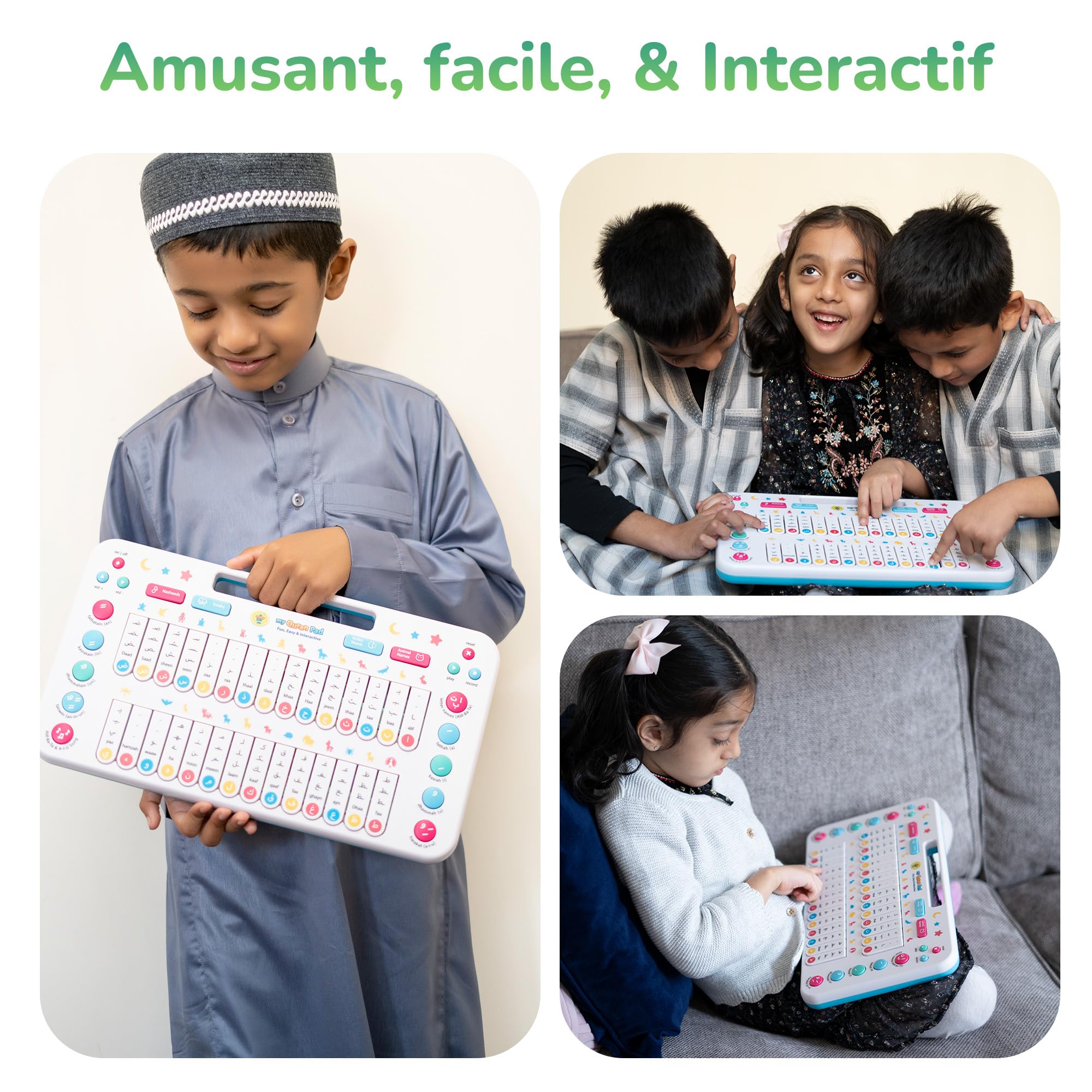 My Salah Mat Jouet Enfant 2 Ans et Plus - Mon Quran Pad interactif pour Enfants, Piano pour Apprendre l'arabe avec Alphabet, Animaux et Plus Encore - Jeux éducatif pour Enfants de 2 Ans