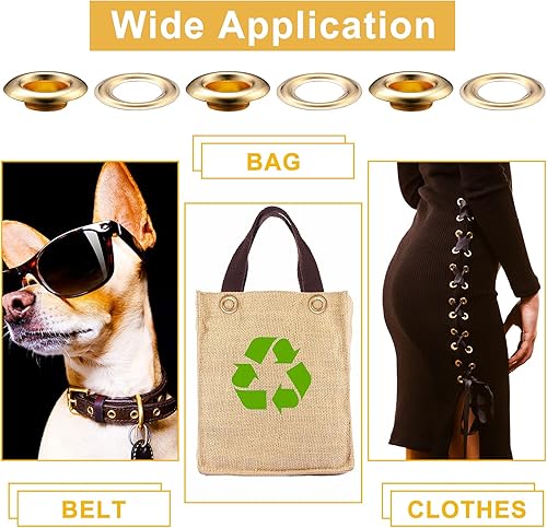 Miniatura 24 de Pangda Juego de 100 ojales con herramienta de ajuste y caja de almacenamiento para tela, lonas, cortinas Plata