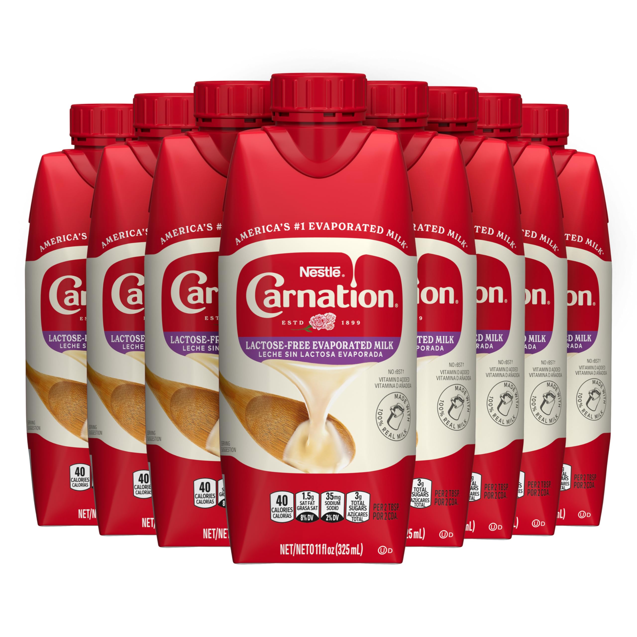Nestlé Carnation Lactose-Free Evaporated Milk, Vitamin D Added, Shelf Milk, Evaporated Milk, 8 Pack