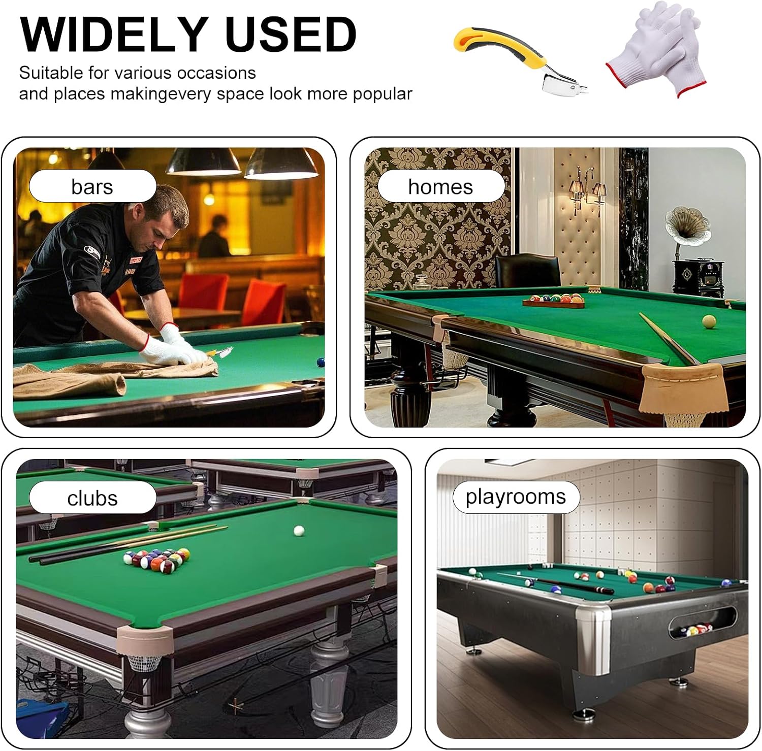 Pool Table Felt,8.53'/ 9' Billiard Cloth with 6 Pcs Cloth Strips and Staple Remover,Gloves,Pool Table Felt Replacement kit for Bars Clubs Family