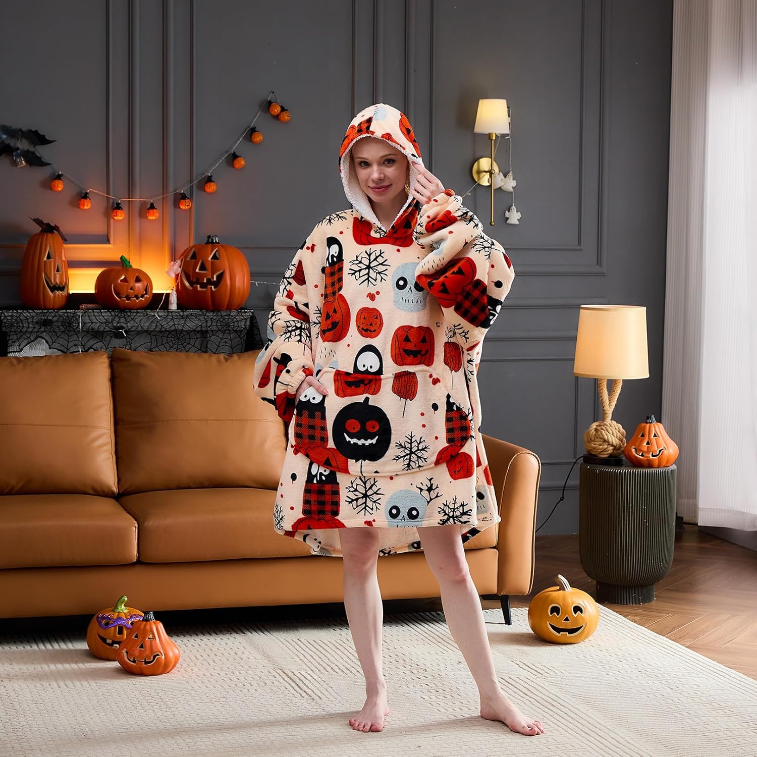 Moinlizy Blanket Hoodie Oversized Wearable Hooded Blanket for Adult Women and Men with Pocket Thick Sherpa Hoodie - Image 8