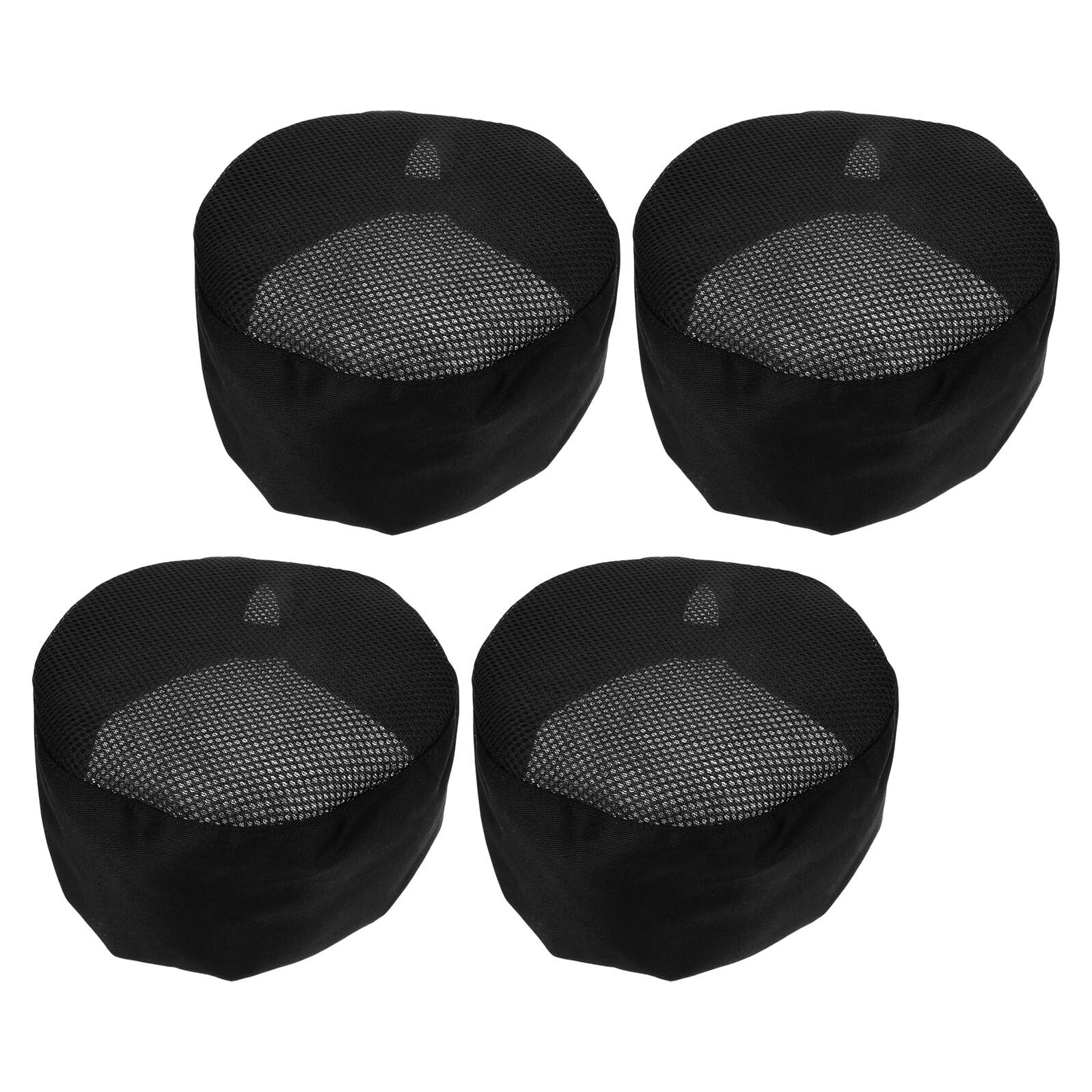 PACKOVE 4 Pezzi Cappello da Cuoco Unisex Nero con Rete Traspirante Regolabile e Antimacchia Cuffia da Lavoro per Chef per Cucina Ristorante e Catering Professionale