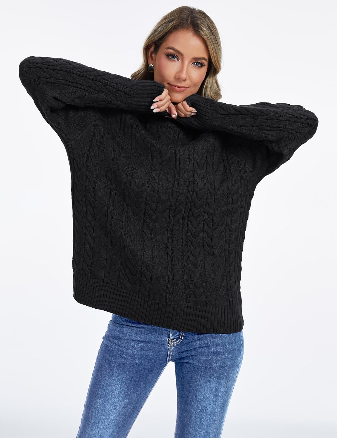 YUCOLEN Women's Chunky Cable Knit Pullover Sweater Crewneck Loose Vintage Casual Fall Long Sleeve Old Money Sweaters - Image 6