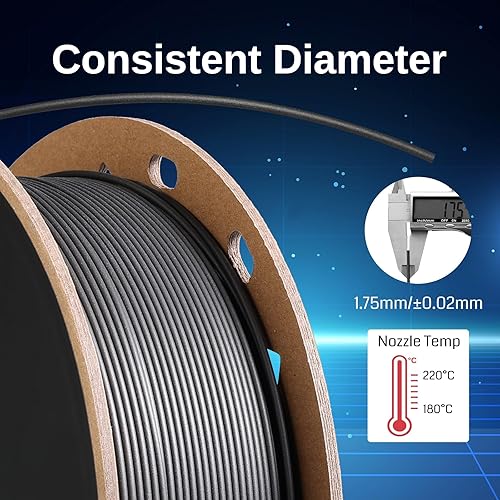 Miniatura 8 de SainSmart GT-3 Filamento PLA mate de alta velocidad de 0.069 in, filamento de impresora 3D de alto flujo, blanco, carrete de 2.2 libras, precisión