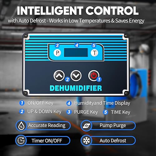 Miniatura 4 de Deshumidificador comercial de alta eficiencia de 190 pintas para sótanos, 6000 pies cuadrados, deshumidificadores de grado industrial con bomba y