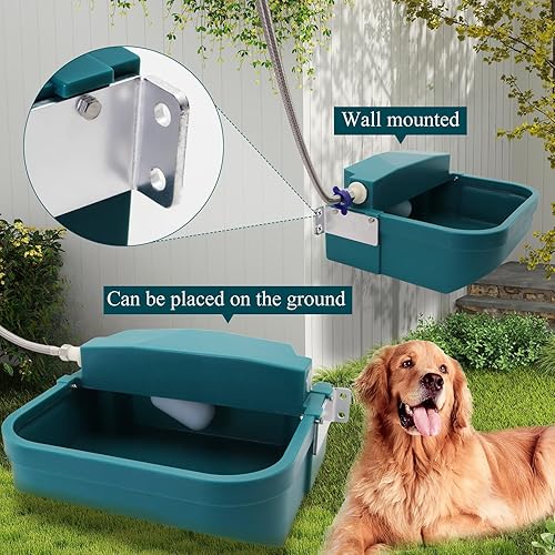 Miniatura 4 de Dispensador automático de agua para perros grandes, cuenco de agua potable para animales de 8 litros con válvula de flotador y orificio de drenaje,