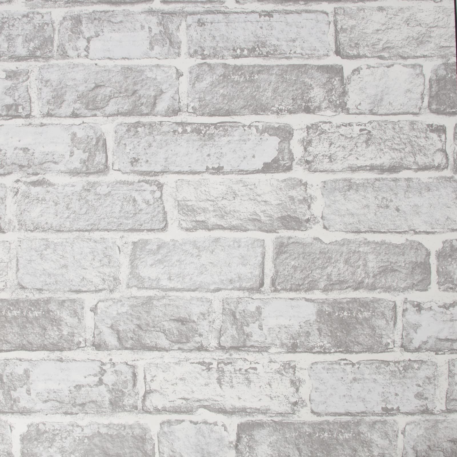 FrescoWhite/Grey House Industrial Brick Wallpaper | White Brick Wallcovering | Eco-Friendly Wallpaper