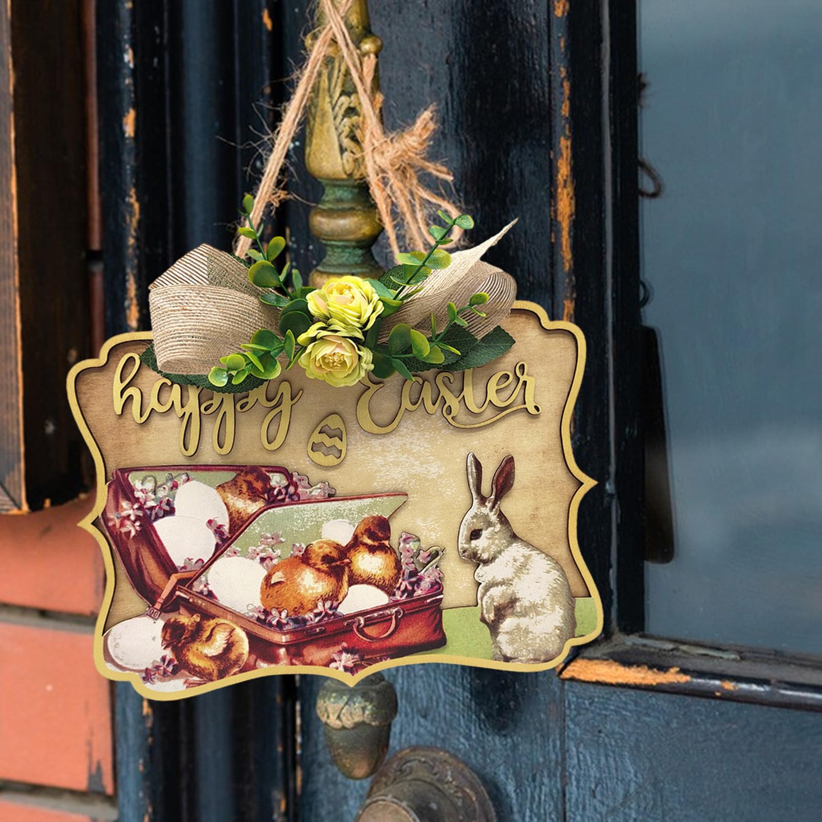 Panneau Porte Daisy Kingdom – Lapin Van Gogh – Tissu Déco Pâques