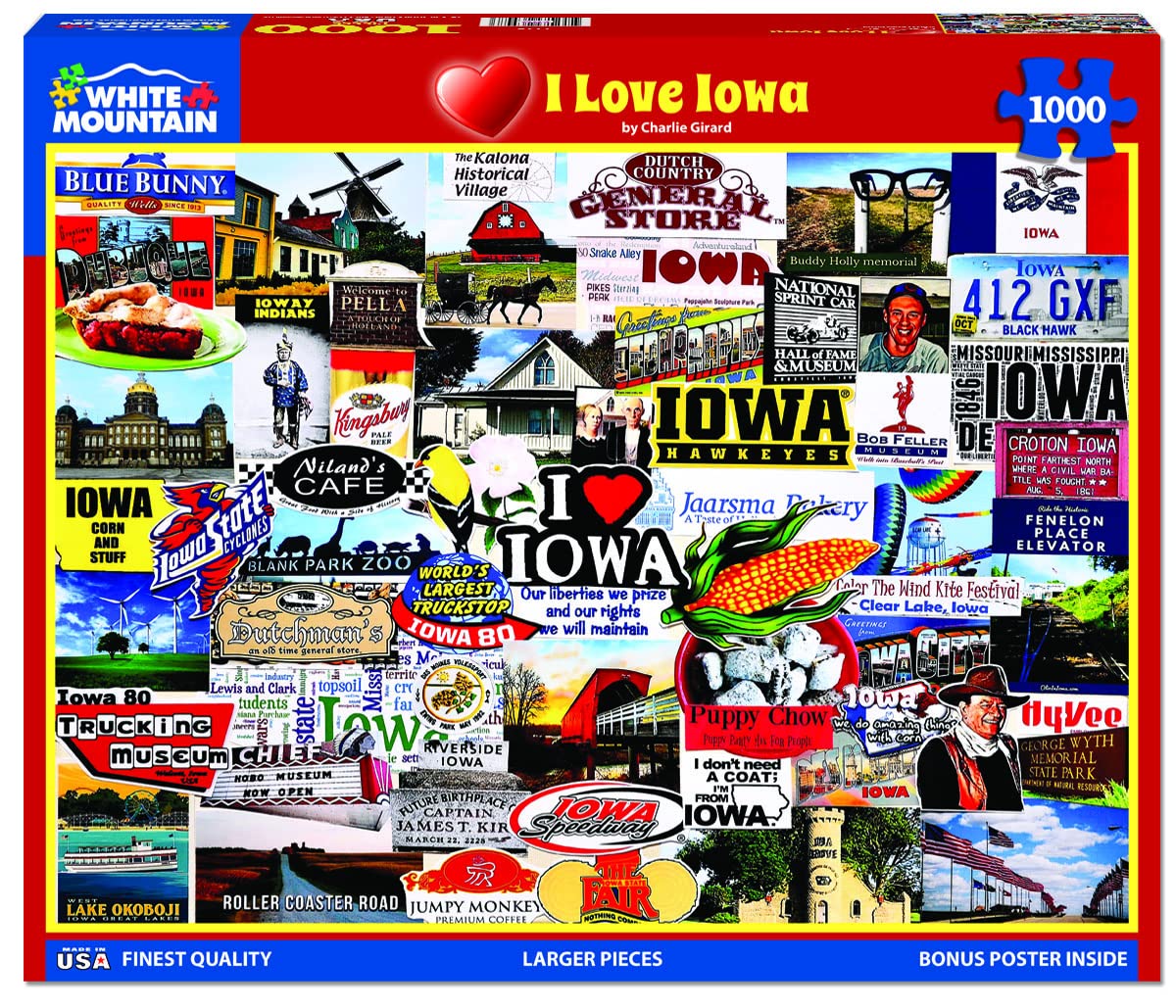 White Mountain - I Love Iowa, 1000 Piece Jigsaw Puzzle, 24 inches x 30 inches - Image 2