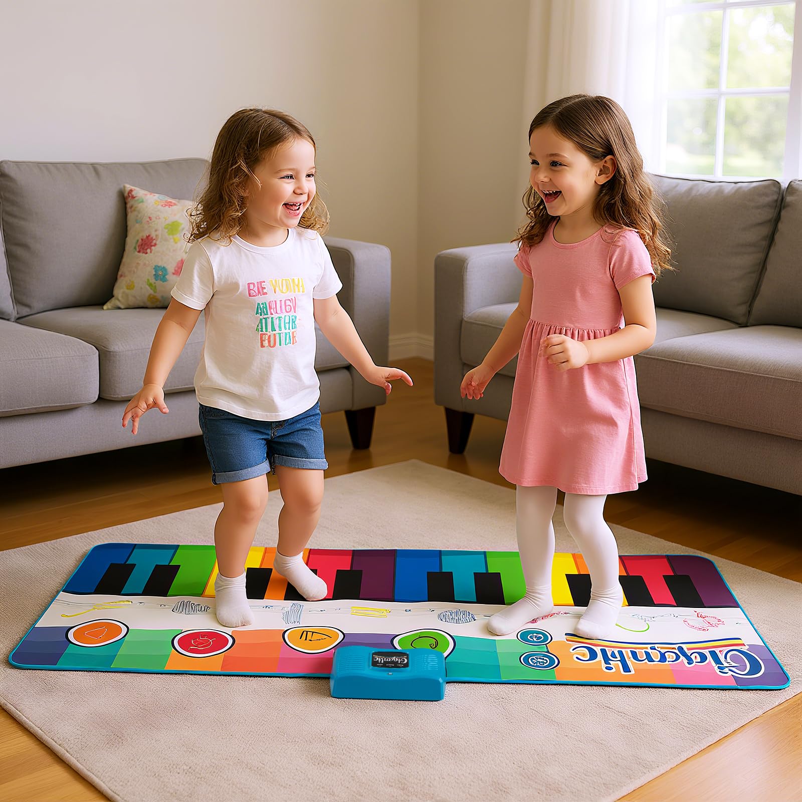 COSTWAY Musikmatte Kinder, Klaviermatte mit 8 Musikinstrumente, Keyboard Tanzmatte mit Aufnahme & Wiedergabefunktion, Spielzeug Geschenk für Kleinkinder Jungen Mädchen ab 1 Jahr (181 x 73 cm)