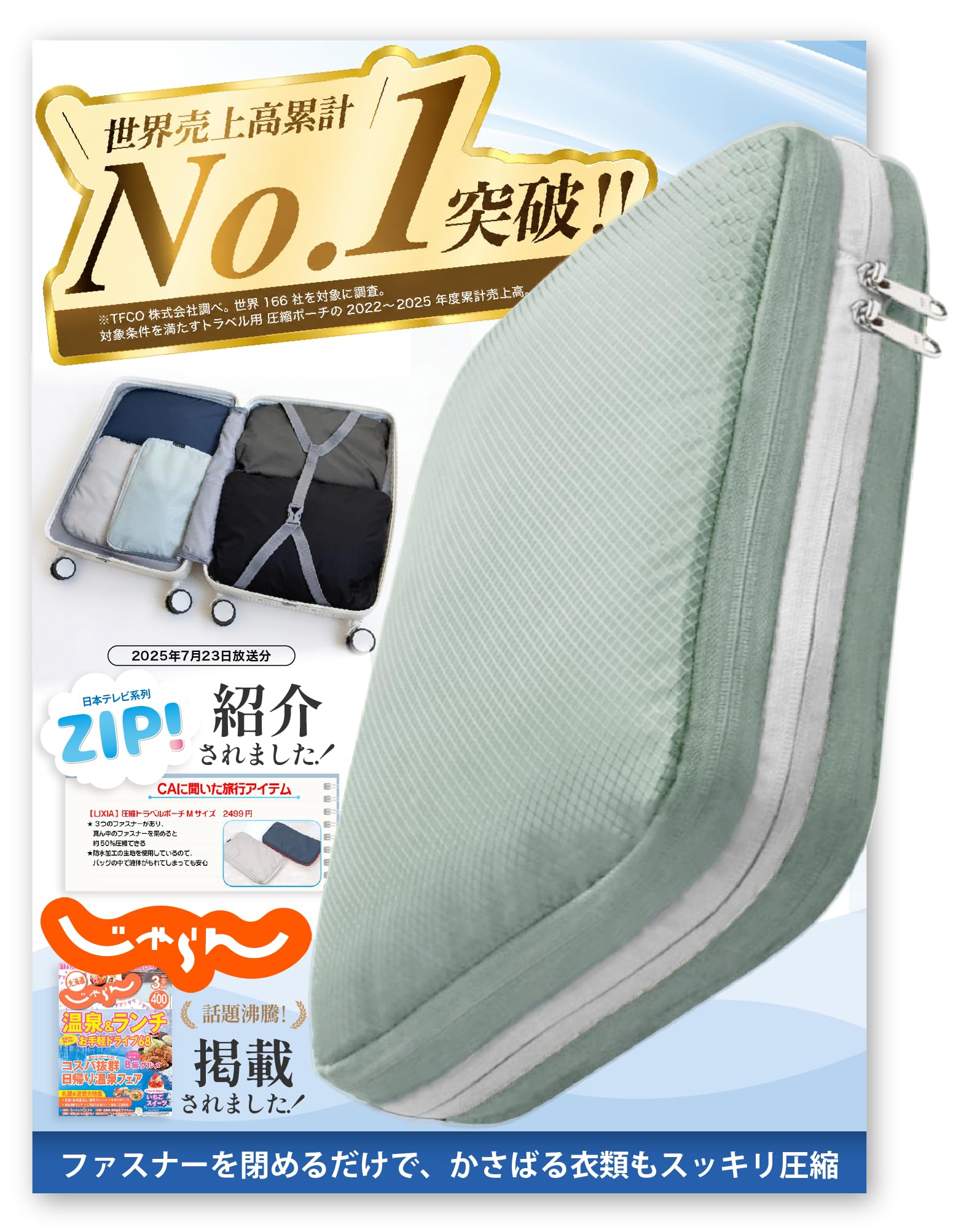 Amazon.co.jp: 【日本テレビ ZIP! で放送】LIXIA 旅行用圧縮袋 YKK