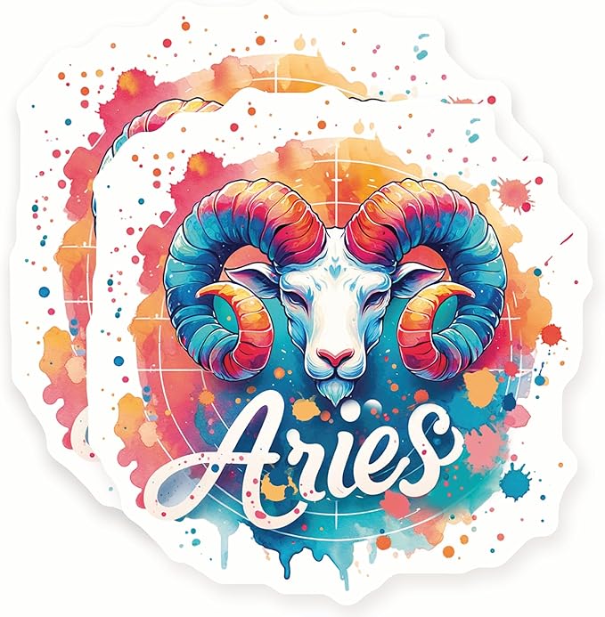 Aries Stickers - Zodiac Sign - Astrology Stickers - Colorful Ram - 2 Pack 5
