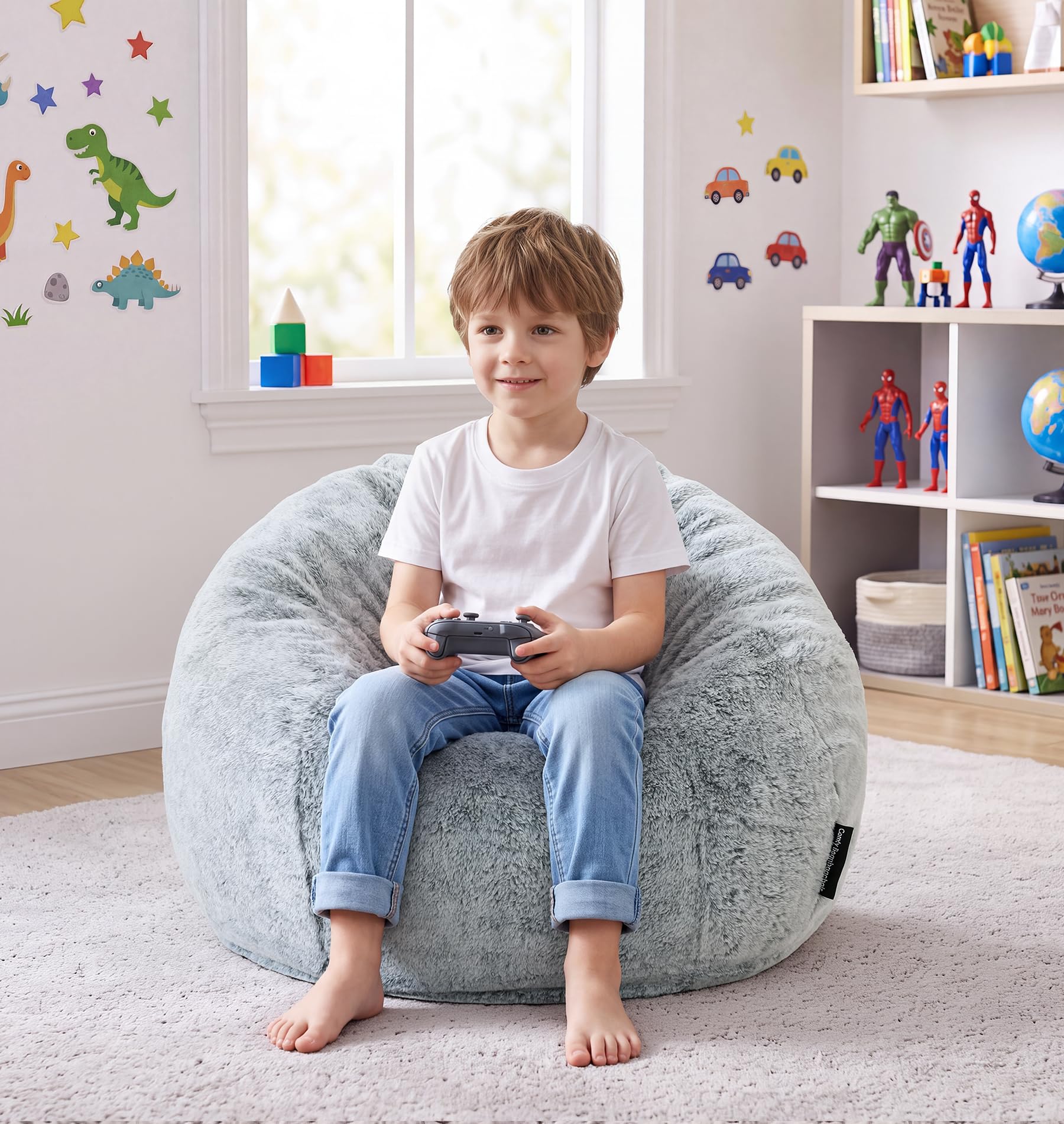 Hobestluk Small Bean Bag Chairs 2FT Beanbags Teardrop Bean Bag Chair Grey
