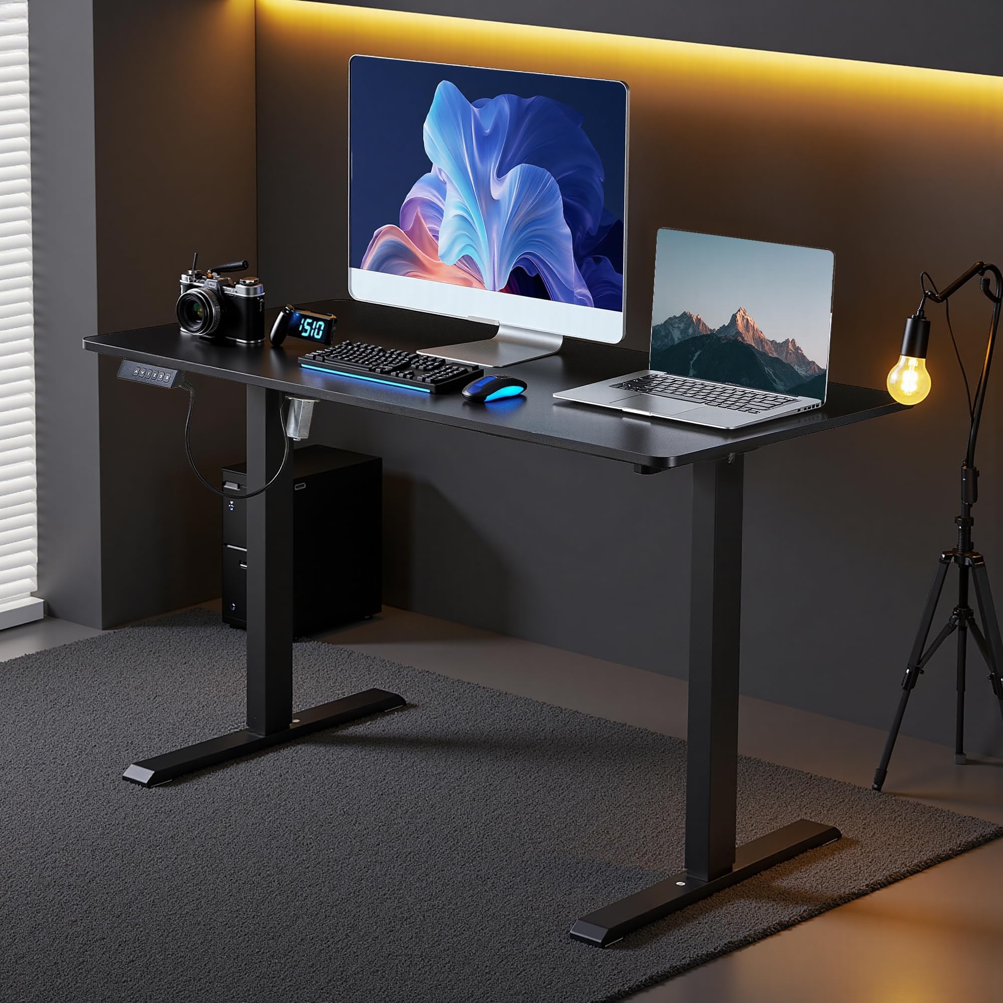 VECELO 昇降式デスク 電動 幅120×奥行60×高さ70.5-113cm Amazon | VECELO 昇降式デスク 電動 スタンディングデスク