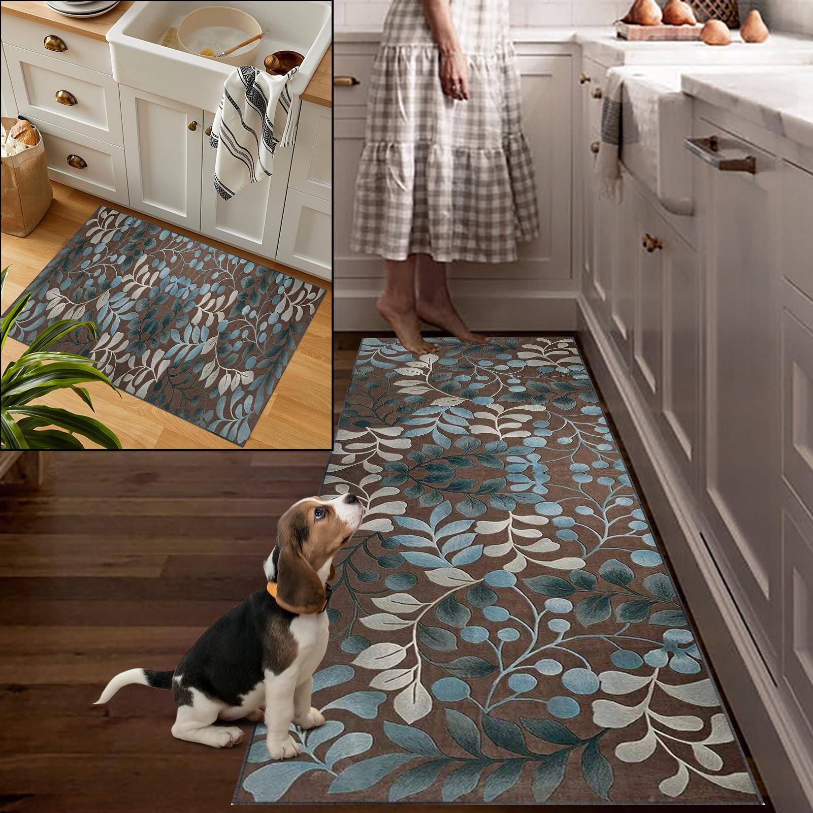 Tapis Couloir Long Doux Antidérapant Lavable 100 x 100 cm Tapis Cuisine Long Absorbant Tapis de Passage Tapis de Sol Tapis Entrée Intérieur Long Tapis pour Cuisine, Couloir, Passage, Salon, Chambre