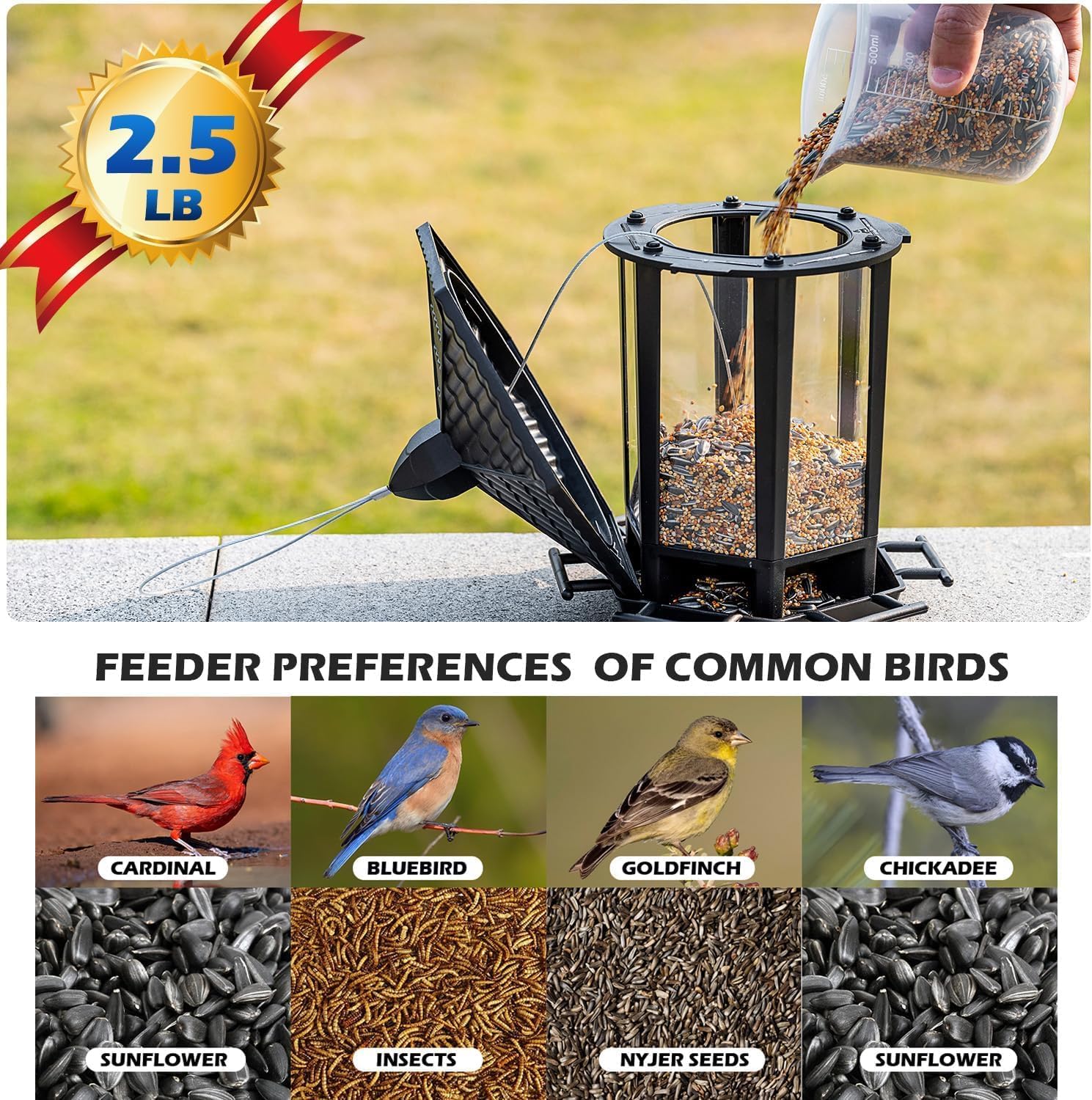 birdream 2 pack bird feeders for outdoor hanging, retro pagoda design fun installation bird feeder, attracting wild birds chickadees goldfinches cardinals finches and sparrows black 2 pack