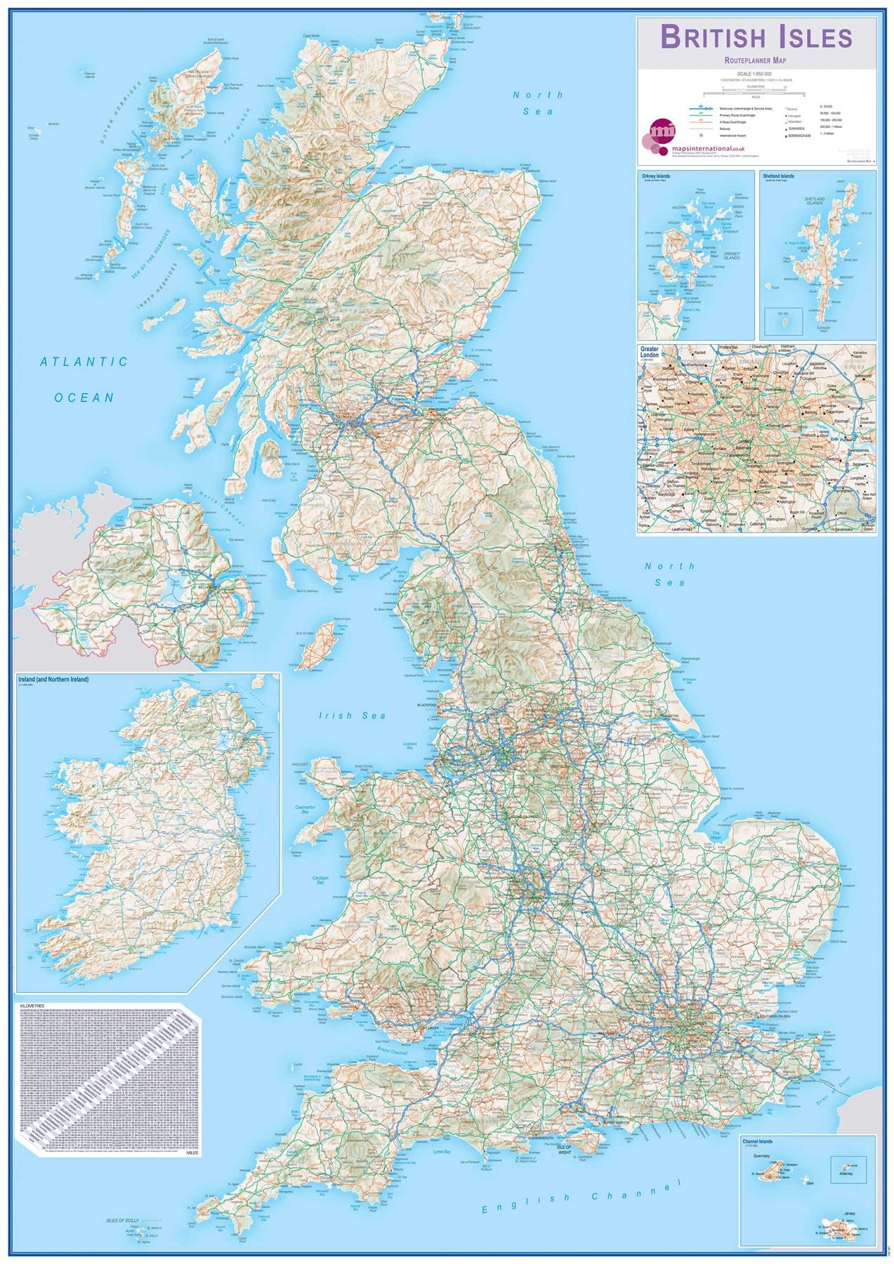 British Isles Medium Wall Map Laminated
