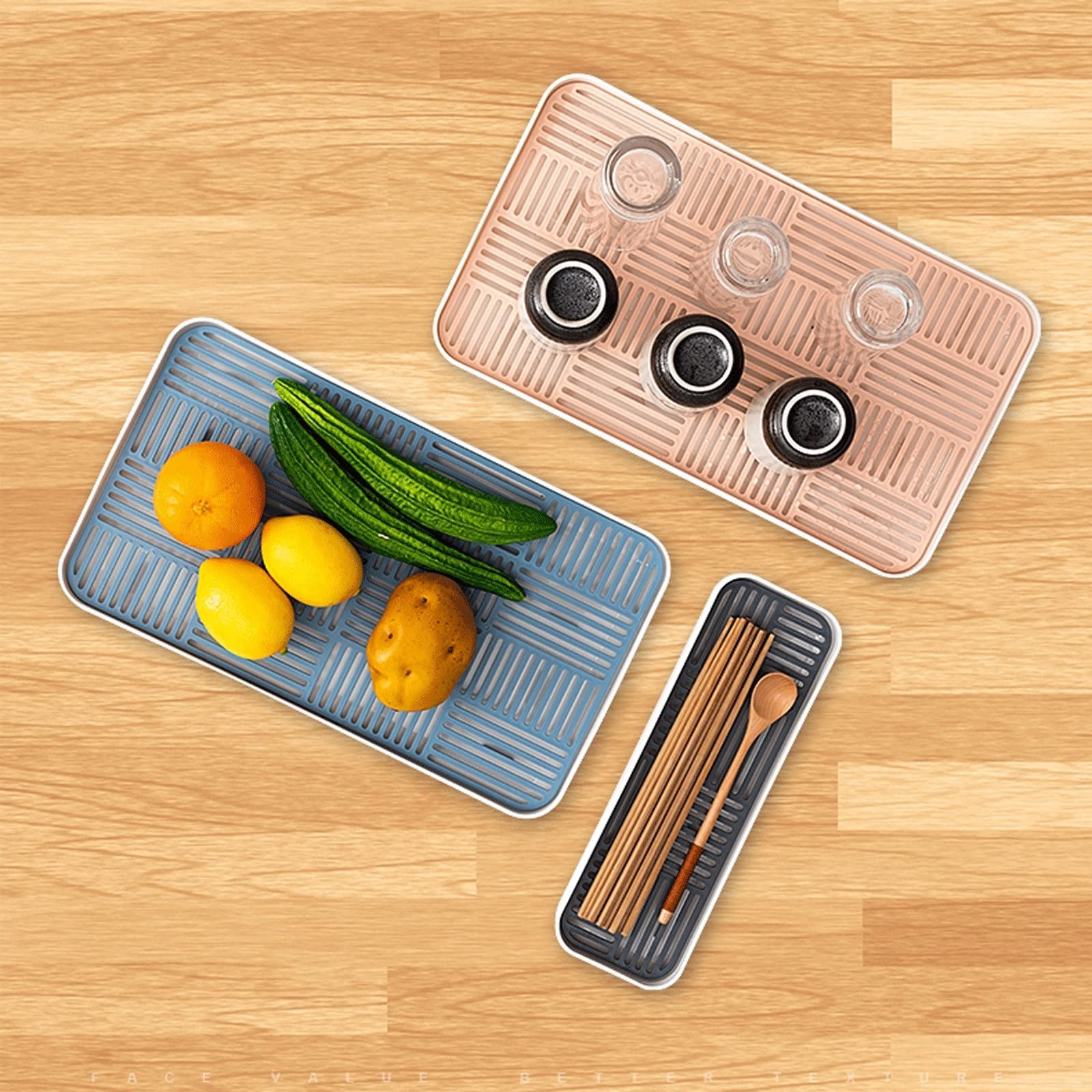 Foodservice Vassoio Vassoio doppio strato di scarico vassoio for tè vassoio multifunzionale vassoio multifunzionale casa rettangolare frutta e vassoio vegetale per Feste, Tavolo, Cucina ( Color : C )