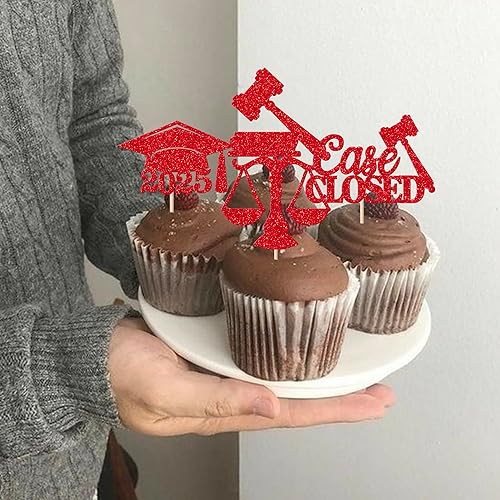 Miniatura 31 de Paquete de 24 adornos dorados para cupcakes de graduación 2025 con purpurina So Proud of You Done Diploma Graduation Cap Cupcake Picks Class of 2025