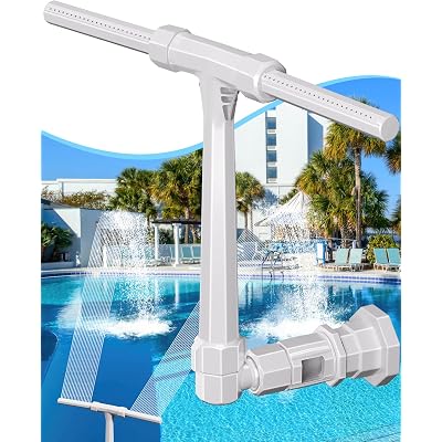 Pool Fountain above Swimming Pools, Adjustable Water Dual Spray Sprinkler Pool Fountain for Inground Pools, Fun Pool Waterfall Sprayer for Backyard Outdoor, Grey