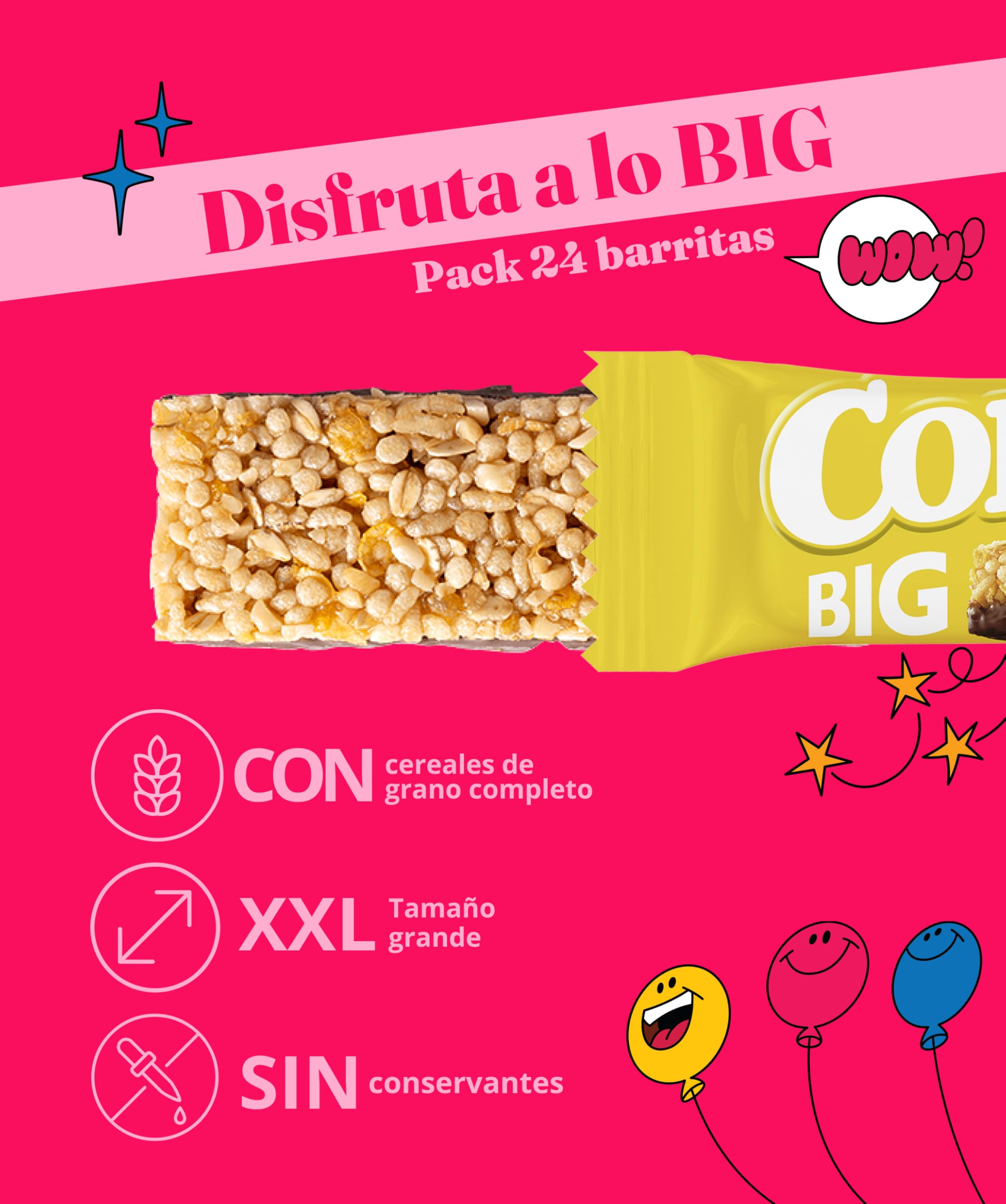 Corny Big, Barrita Sin Azúcares Añadidos Sabor Chocolate Banana, Más Grande, Sabor Intenso, Textura Crujiente, Pack 24x50g