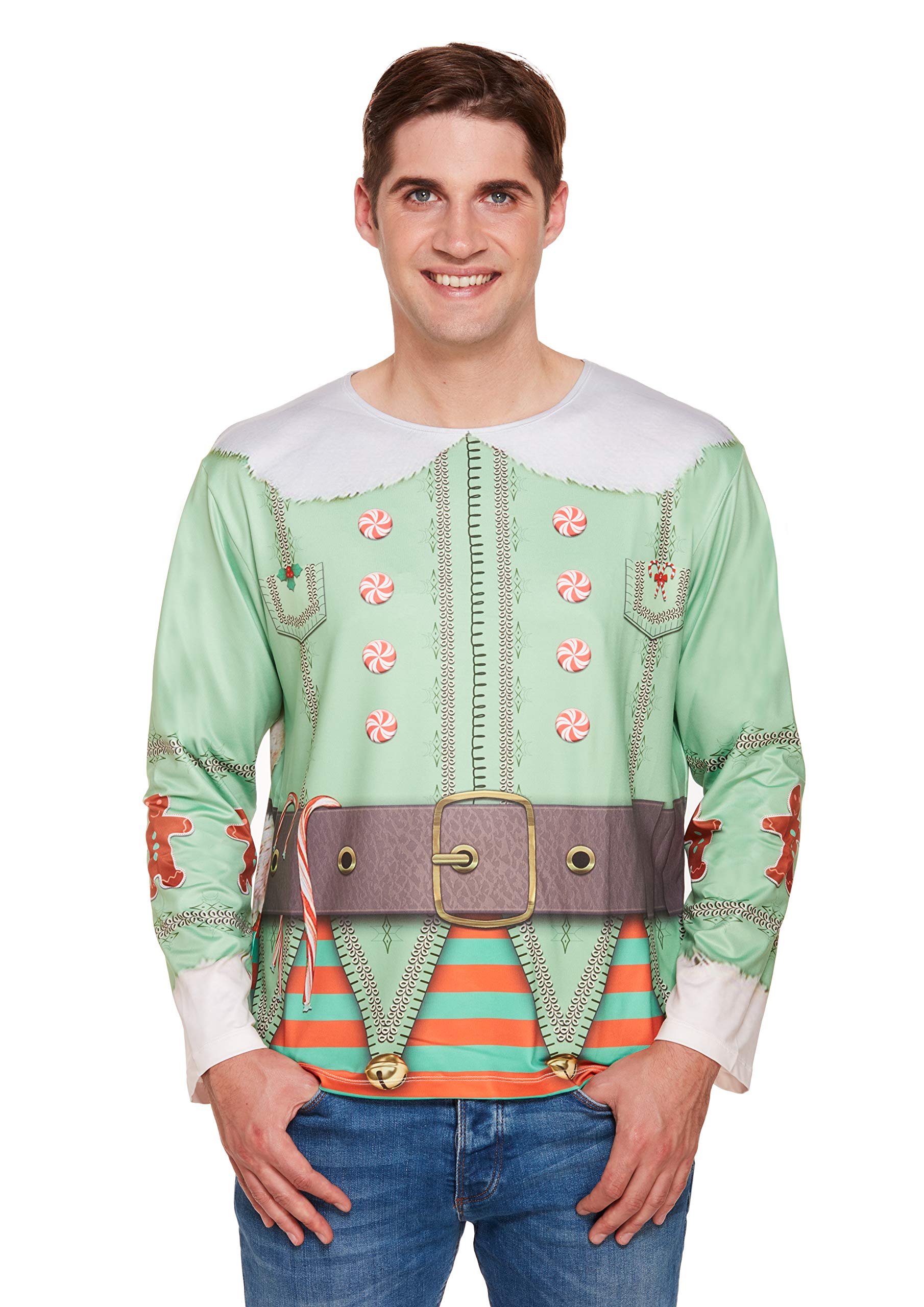 HENBRANDT Christmas Elf Top (One Size) Adult's Fancy Dress Costume