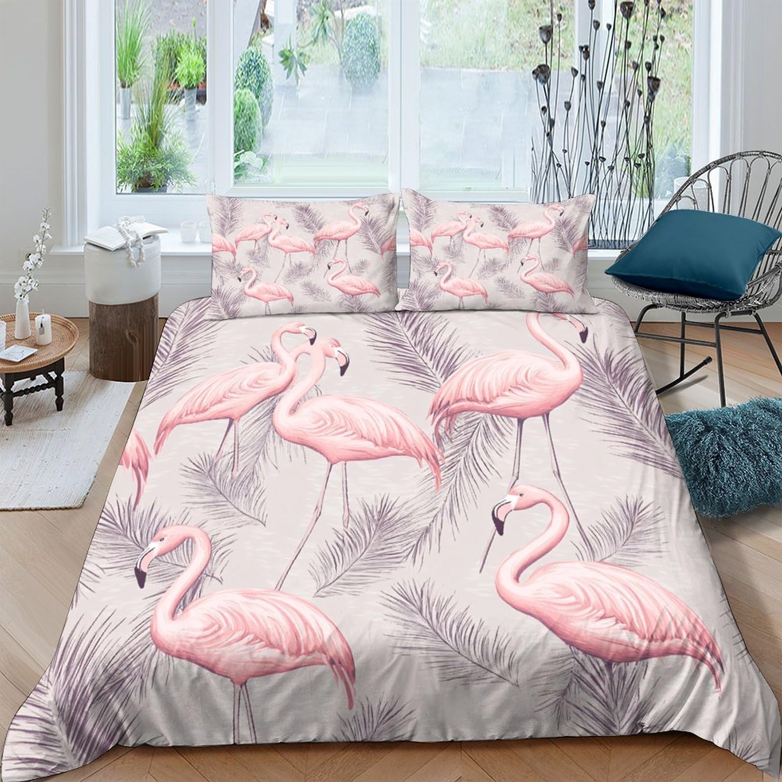 Ctjqhvkz Style-7 3D Printed Pink Flamingo Fitted Sheet Microfiber Soft Breathable Tropical Leaf Mattress Cover For Bedroom Dorm Decor Single（135X200cm）