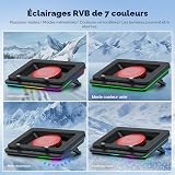 IETS GT600 - Tappetino di raffreddamento RGB per computer portatile con ventola turbo gigante (14 cm di diametro), in schiuma sigillata per un raffreddamento rapido, raffreddamento del computer - 4