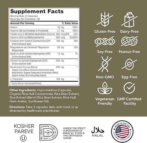 Miniatura 5 de Zahler AdultFocus, fórmula avanzada para apoyar la concentración y la concentración, certificado Kosher, 60 cápsulas