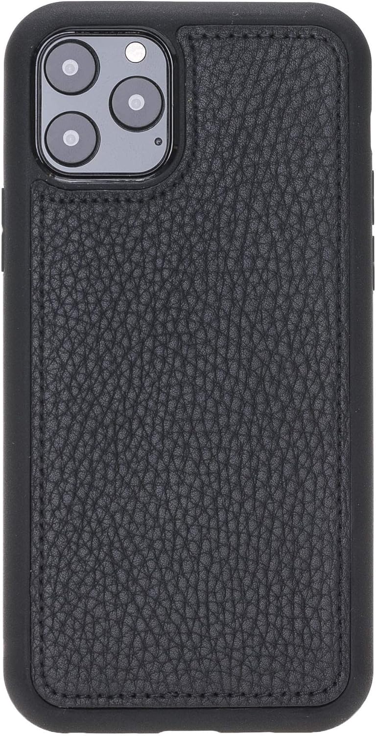 HARDISTON Genuine Leather Handmade Wallet Case Compatible with iPhone 11 Pro 5.8'' - Detachable Magnetic Flip Cover with Card Holders - Horizontal Kickstand Edges (Black)