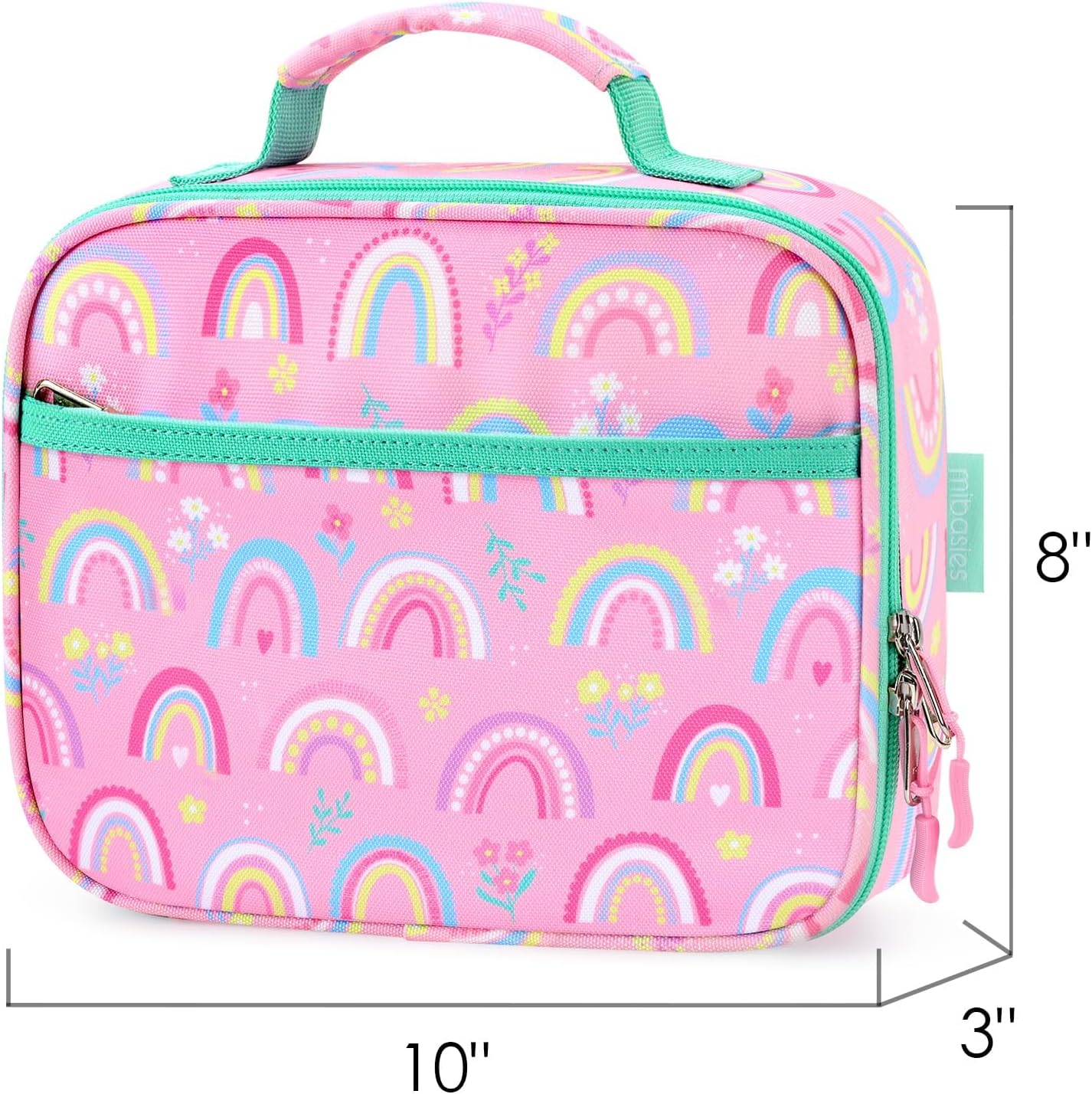 mibasies Kids Lunch Box for Girls Toddler, Insulated and Reusable Lunch Bag for School, Pink Rainbow - Image 4