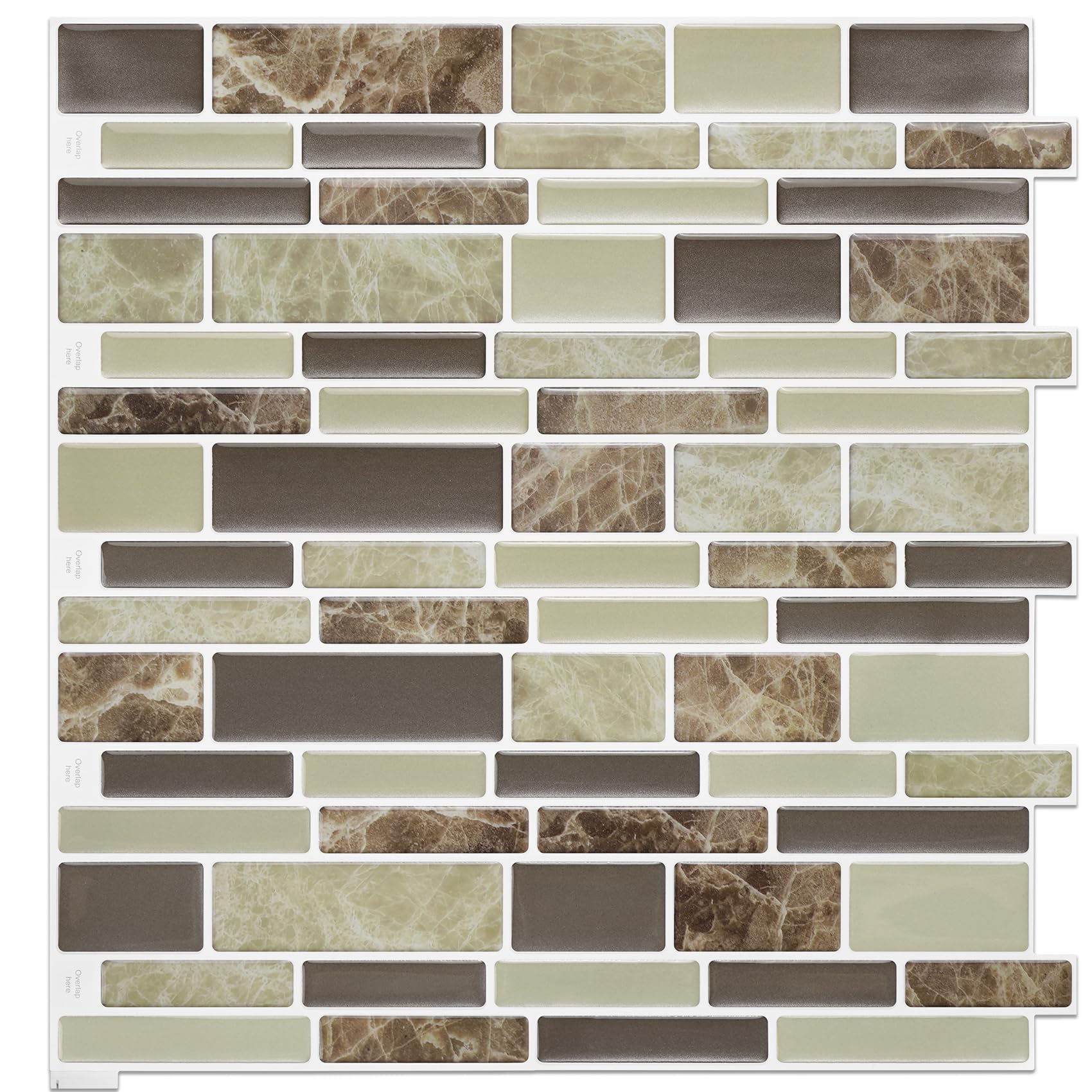 Vamos Tile 10 Sheets Peel and Stick Kitchen - 12" x 12" Premium Tile Backsplash 3D Wall Tiles