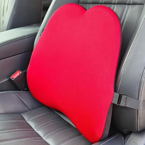 ANSDMO Memory Foam car Lumbar Support Pillow-Used for car Seats-Memory Foam Back CushionOffice Chairs,Sofas, recliners, etc (red)