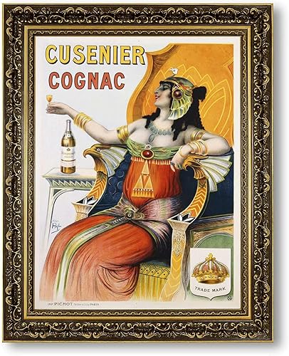 Vintage Framed Woman with Cognac Wall Art Canvas Print Oil Paintings Reproduction World Classics Retro Painting Pictures Trendy Home Decor for
