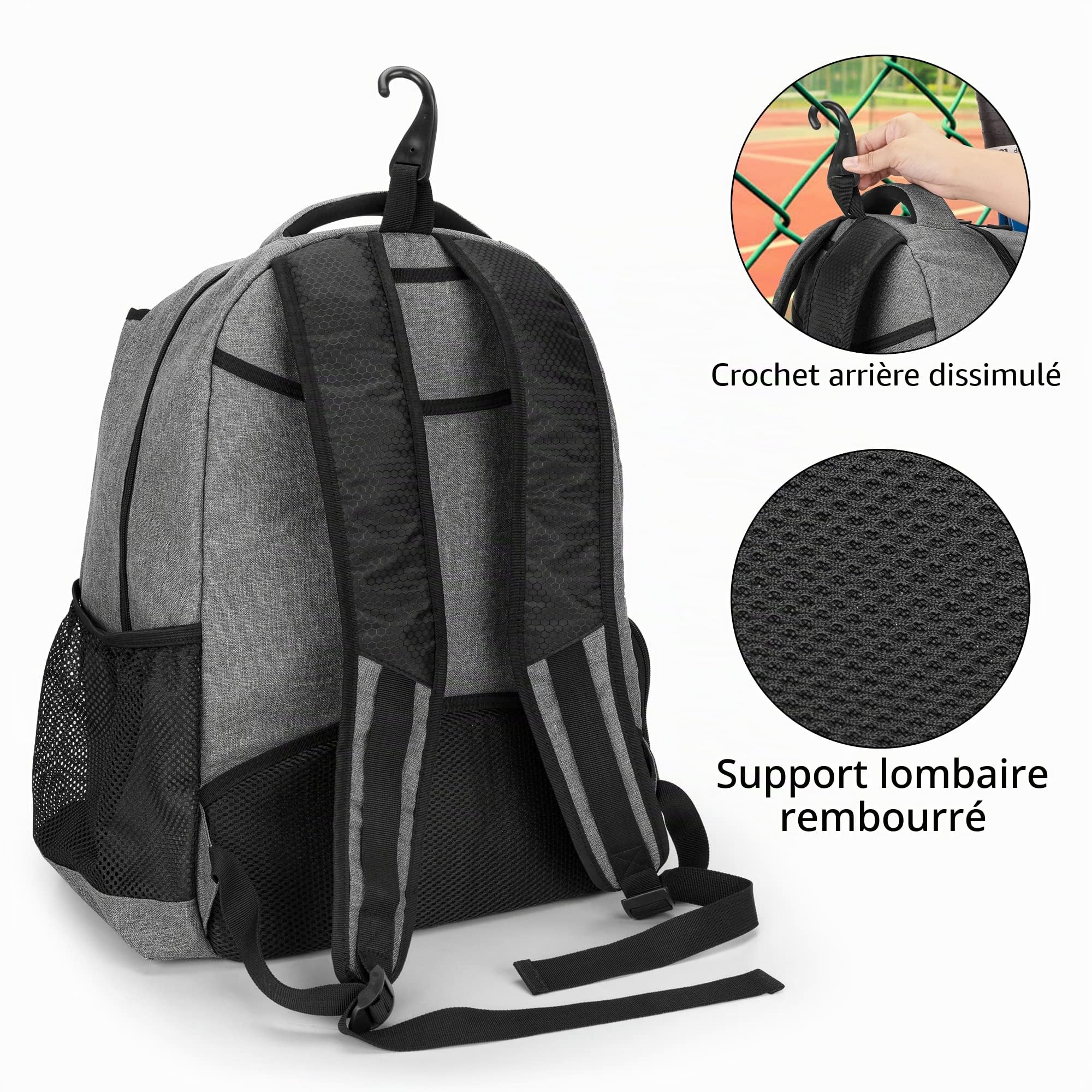 DSLEAF Sac de Tennis pour Homme/Femme pour contenir 2 Raquettes, Sac à Dos de Tennis avec Espace séparé pour Le Sport et l'entraînement