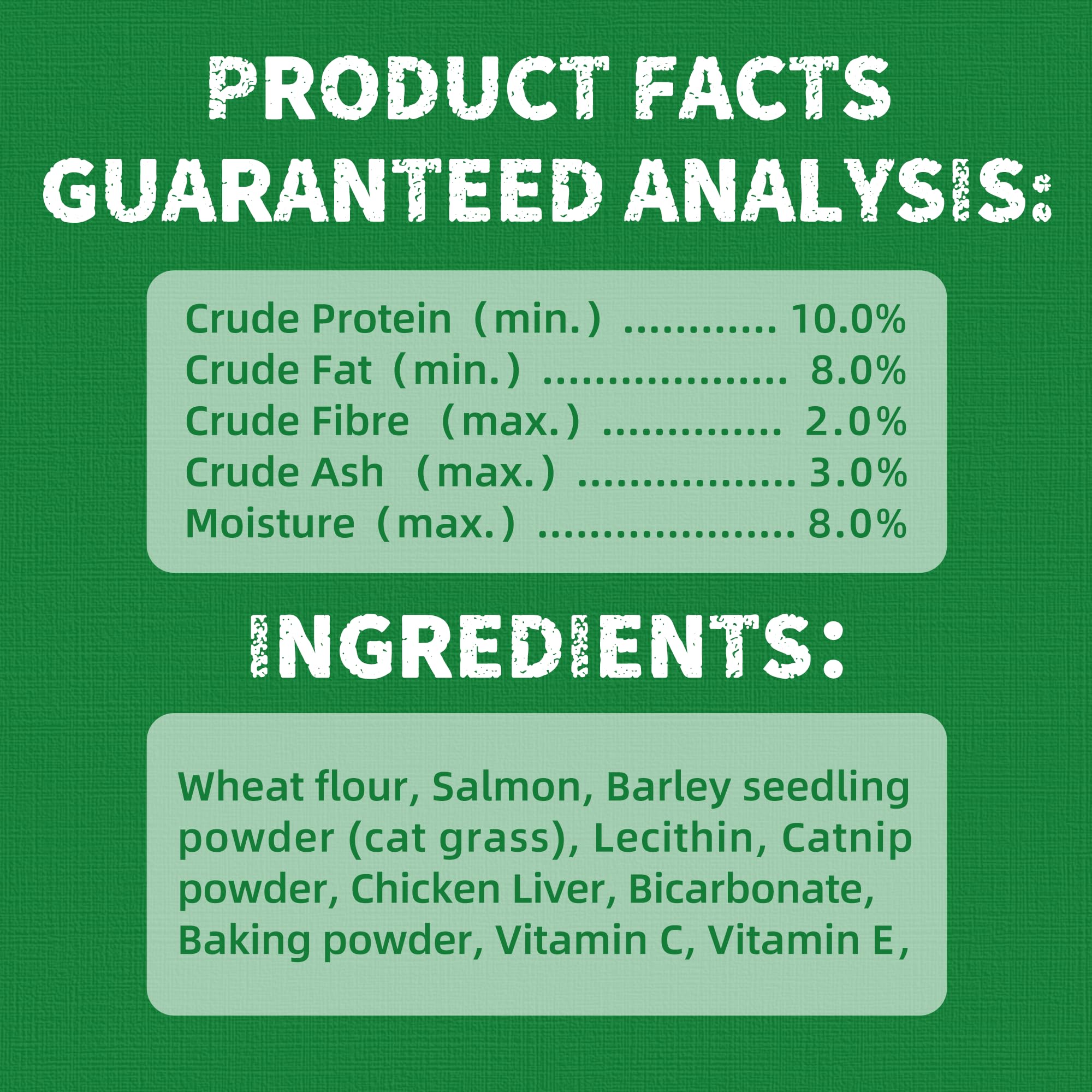 Just Try 13.4 OZ Cat Treats for Indoor Cats Hairball Control Natural Salmon Healthy Cat Grass Treats Kitten Snacks Training Biscuits Catnip for Cats Dental Care