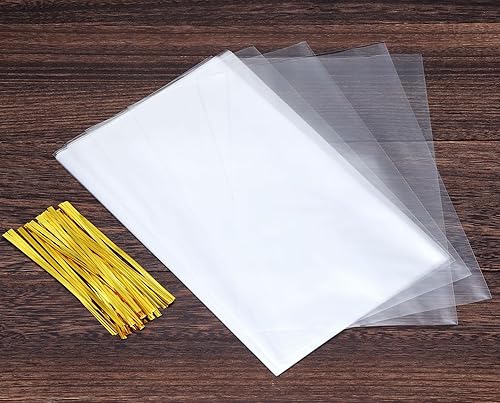 Miniatura 7 de OYAVISR 50 bolsas transparentes de celofán, bolsas de regalo de celofán de 10 x 13 pulgadas, bolsas de regalo, bolsas de regalo, bolsas de manzana,