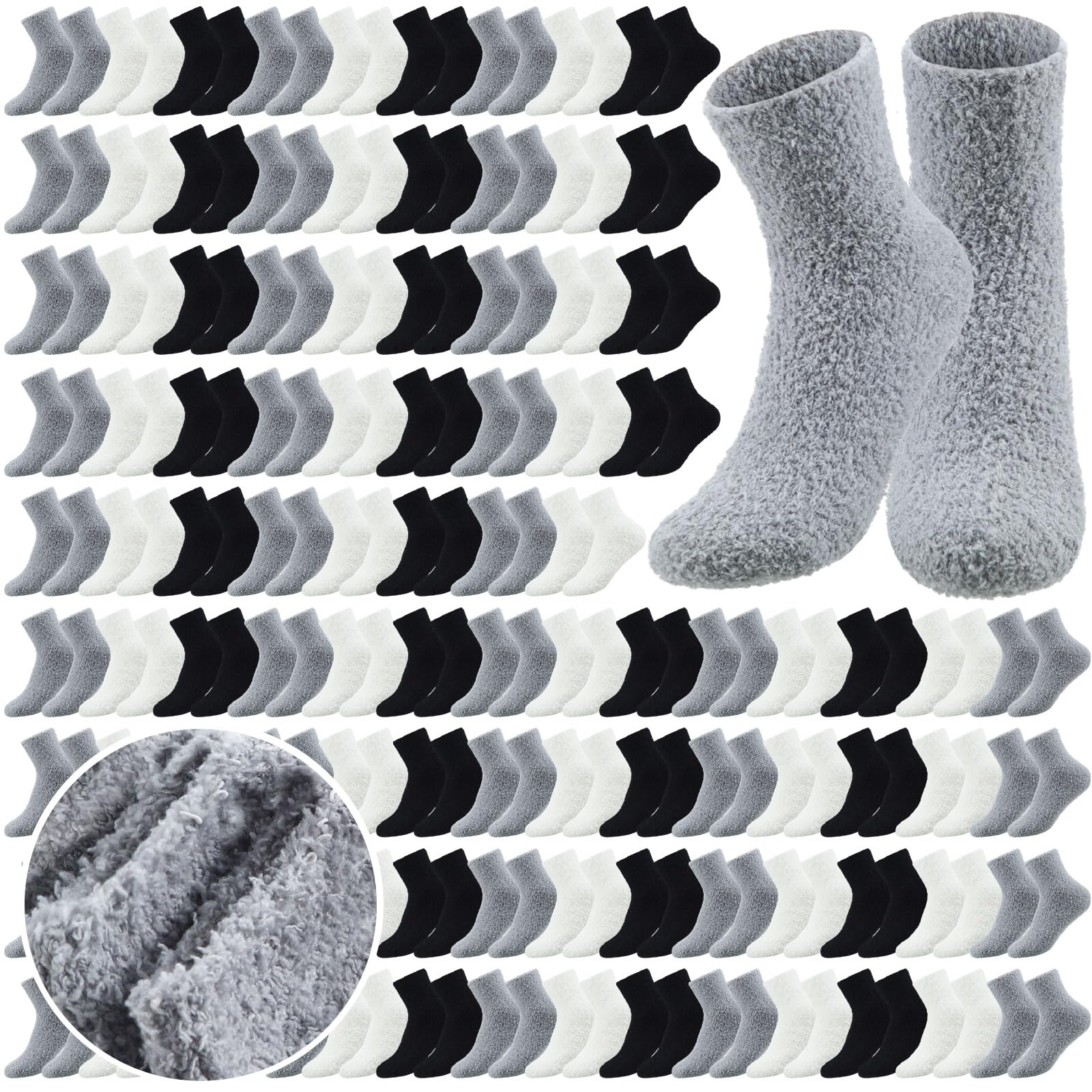 Cuffbow 100/200 Pairs Fuzzy Socks Bulk