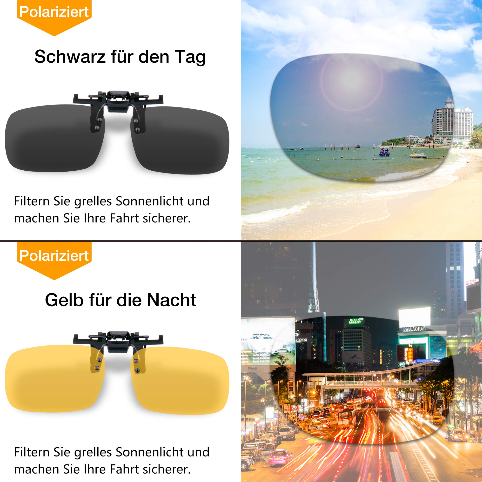 Conjunto de accesorios para gafas de sol, 2 unidades de clips con gafas polarizadas, contra la luz, para mujeres y hombres, unisex, soporte para gafas