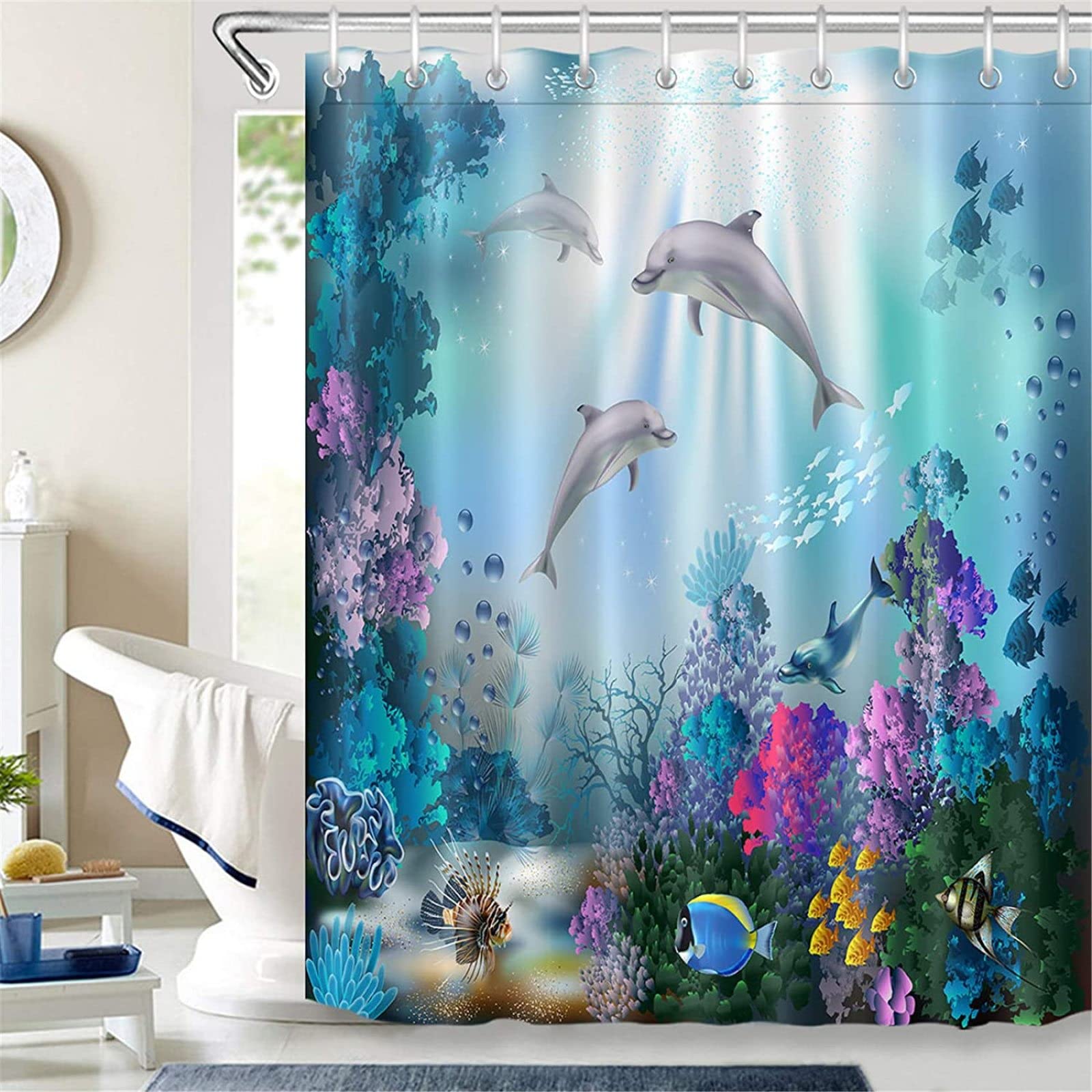 Strand douchegordijn strand douchegordijnen 240 x 200 cm 3d douchegordijnen schimmelbestendig decoratieve badkamergordijnen waterdicht polyester stof met haken
