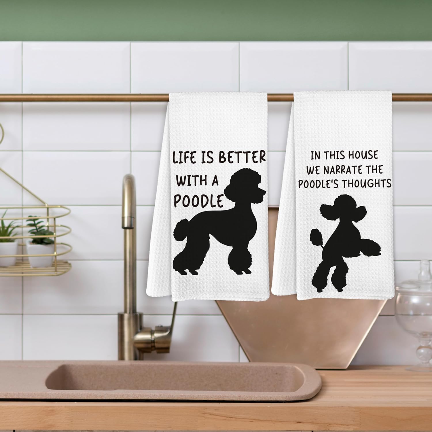Poodle Gifts Kitchen Towels Set of 2, Poodle Gifts for Women, PoodleDecor Dish Towels Tea Towels for Kitchen, Black PoodleGifts Hand Towels for Bathroom, 16x24 Inches - Image 5