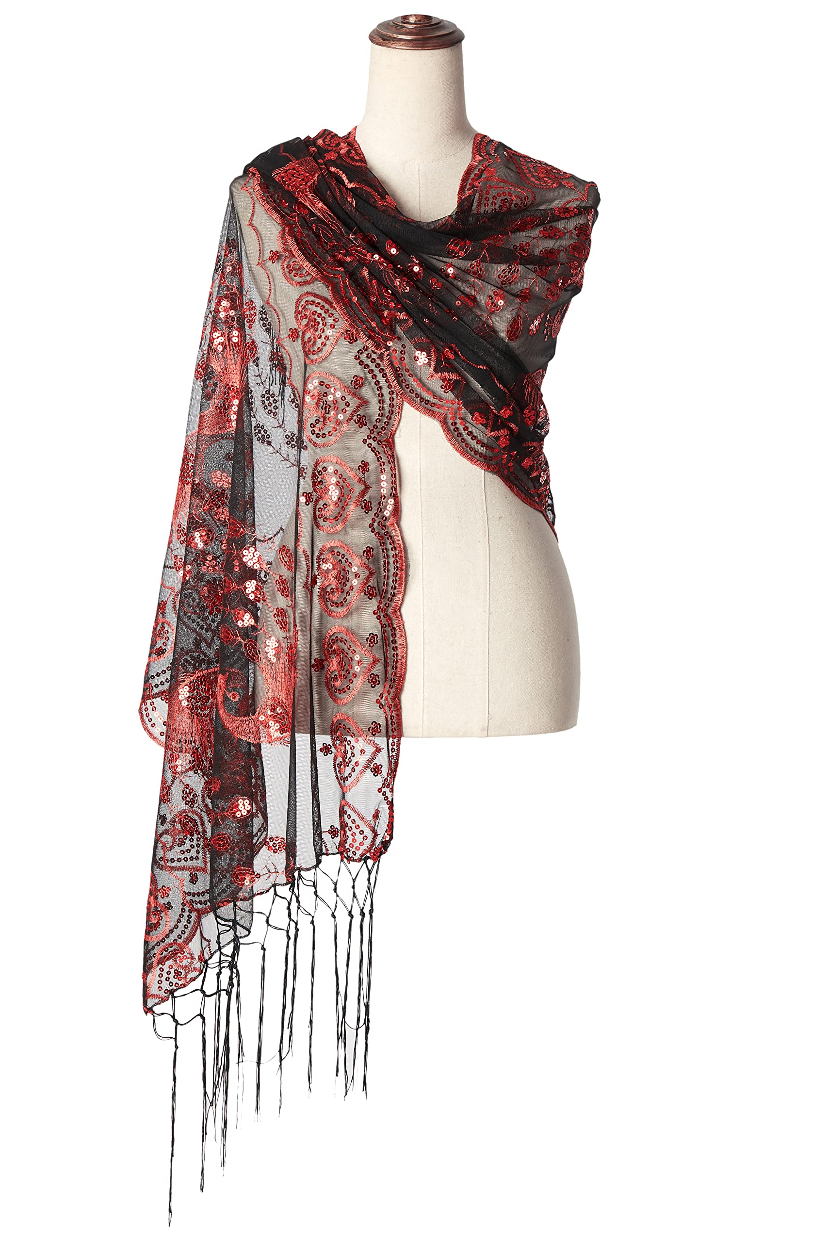 BABEYOND Pailletten-Schal für Damen, 1920er-Stil, Fransen, Abendumhang, Hochzeit, Braut-Schal, Schal für Abendkleider, Party