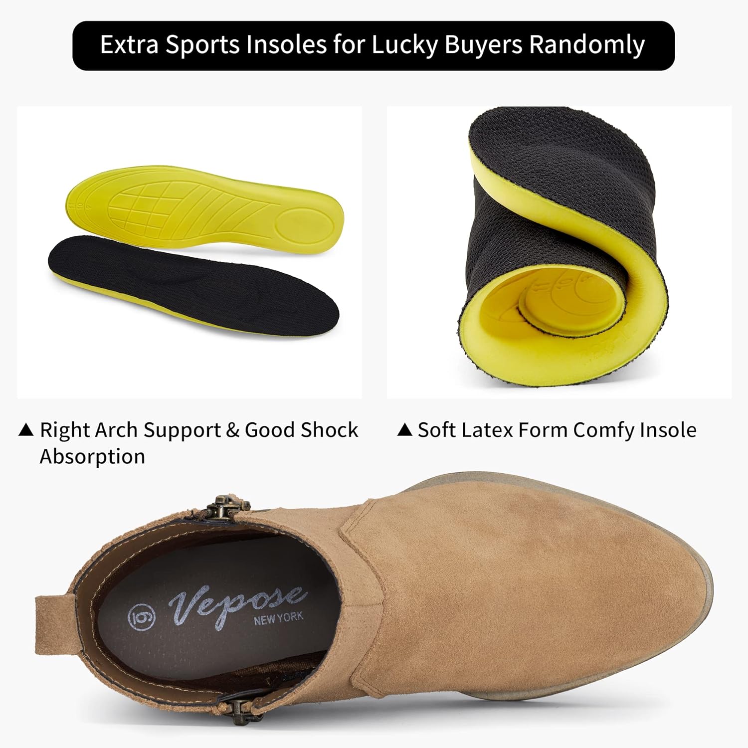 Vepose Women's Suede Leather Ankle Boots - Image 3