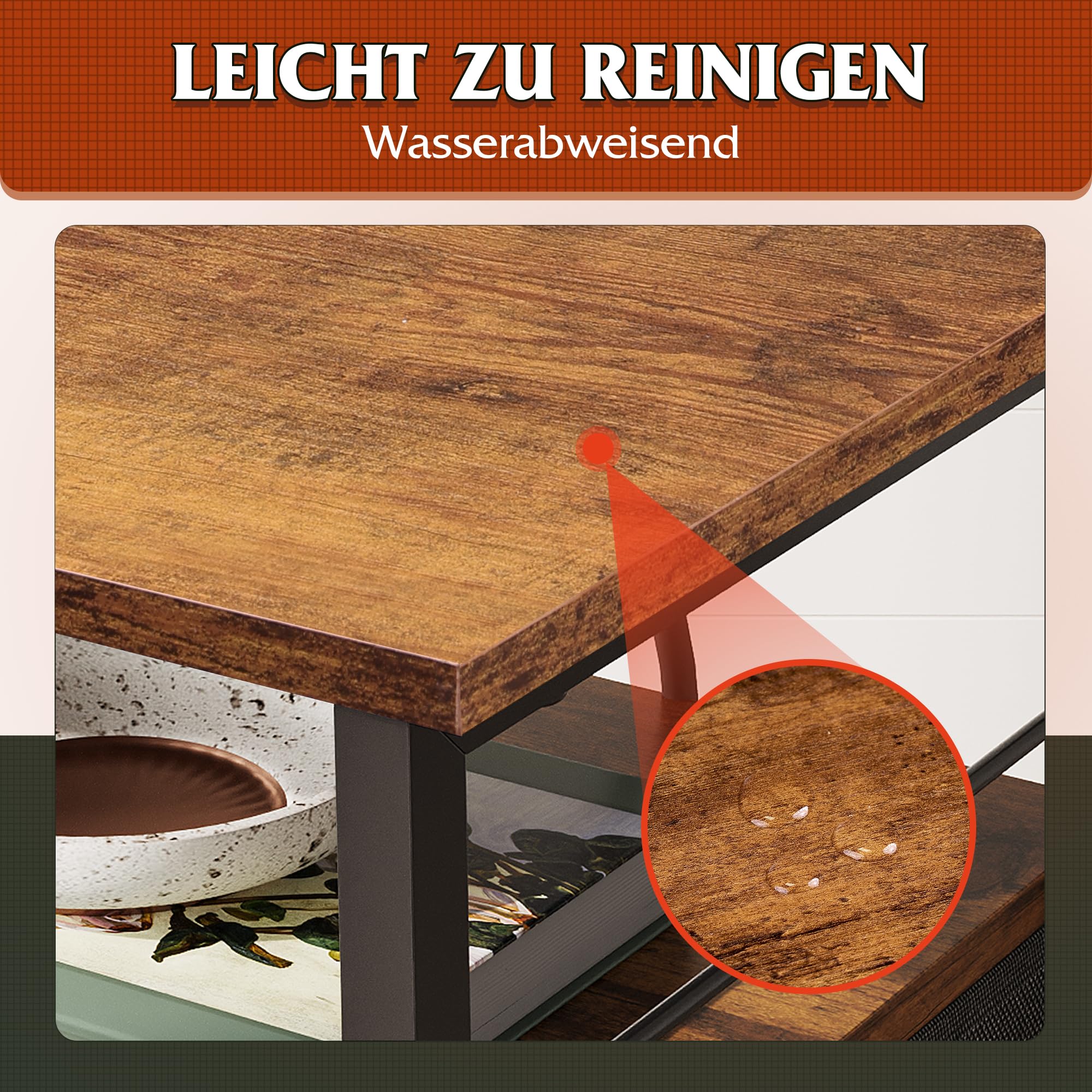 WLIVE Nachttisch mit Ladefunktion, Beistelltisch mit 2 USB-Anschlüssen & 2 Steckdosen, 3 Etagen Nachtschrank für Schlafzimmer, Wohnzimmer, Büro (Rustikal Braun)