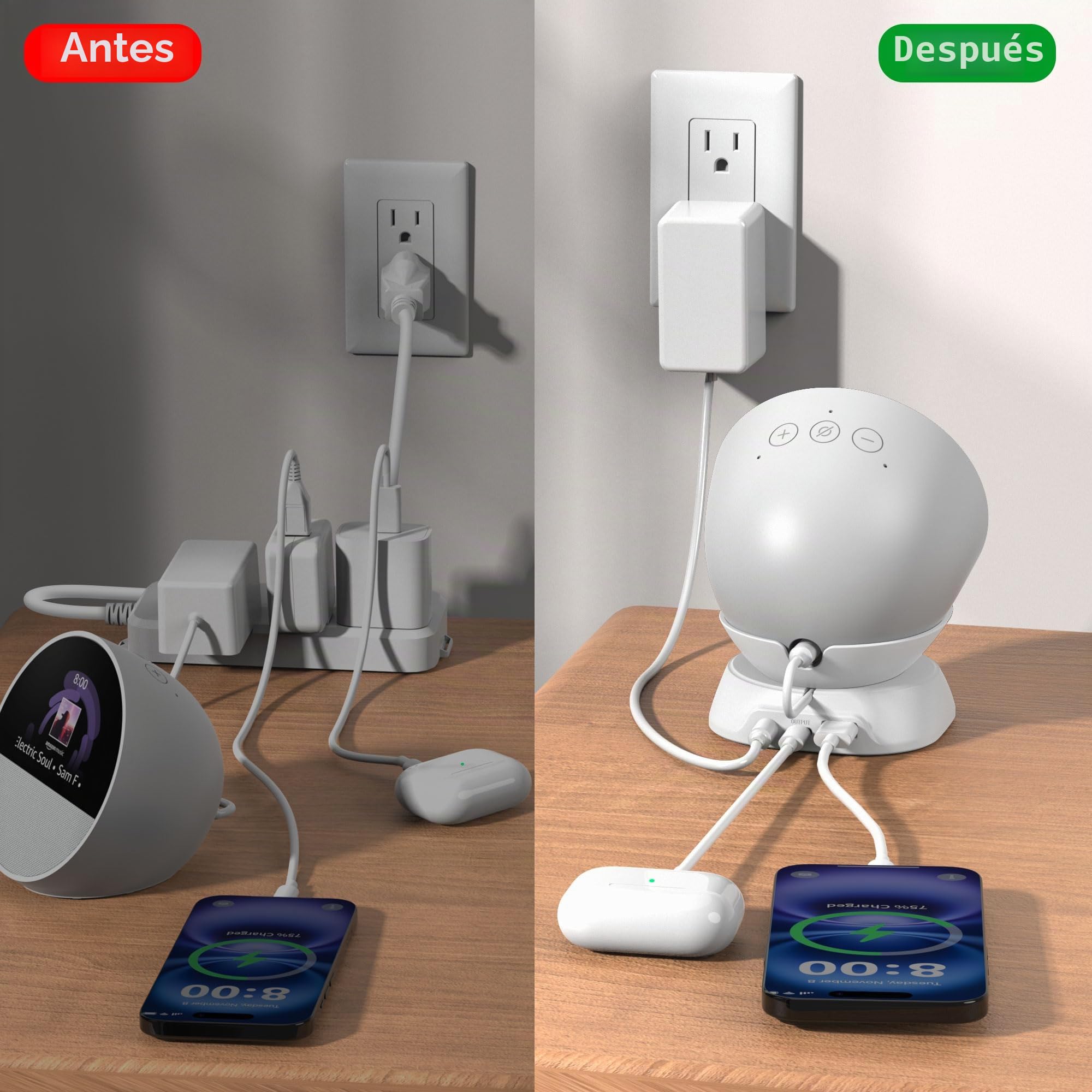 HomeMount Ultimate 2024 Spot Stand - Hub de Carga para Spot, Smartphones y más con Puertos USB-C/A, diseño Elegante, Estable y Que Ahorra Espacio (Blanco)