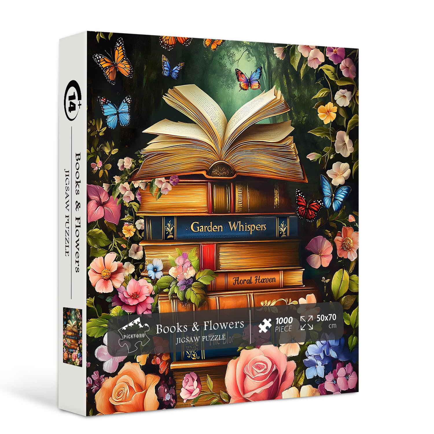 Vintage Book Puzzles for Adults 1000 Pieces,PICKFORU Retro Flower Garden Jigsaw Puzzle Wildflower Pages,Difficult Plant Floral Puzzle for Book Lovers