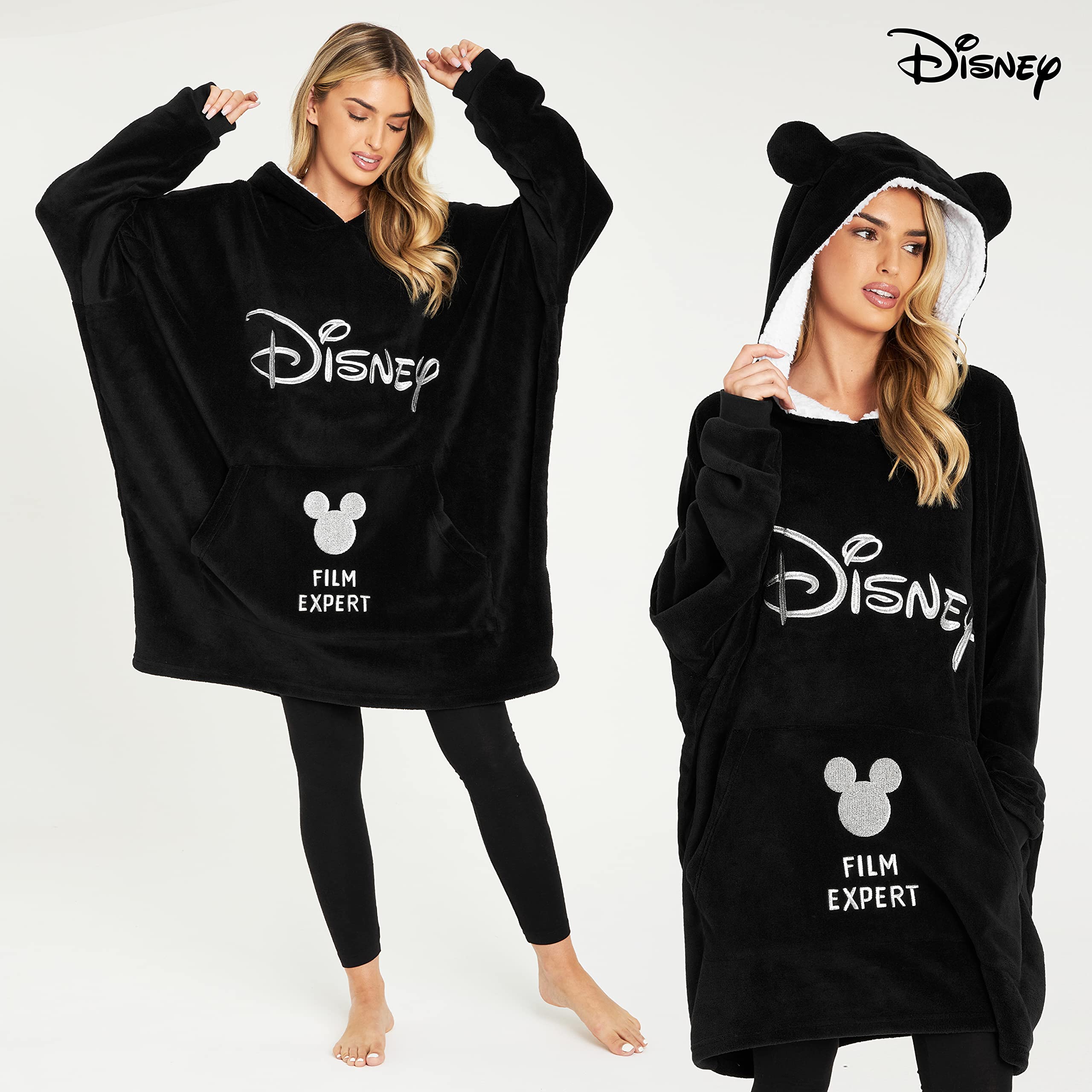 Disney Felpa Donna con Cappuccio, Oversize Blanket Hoodie Calda di Pile Minnie e Mickey