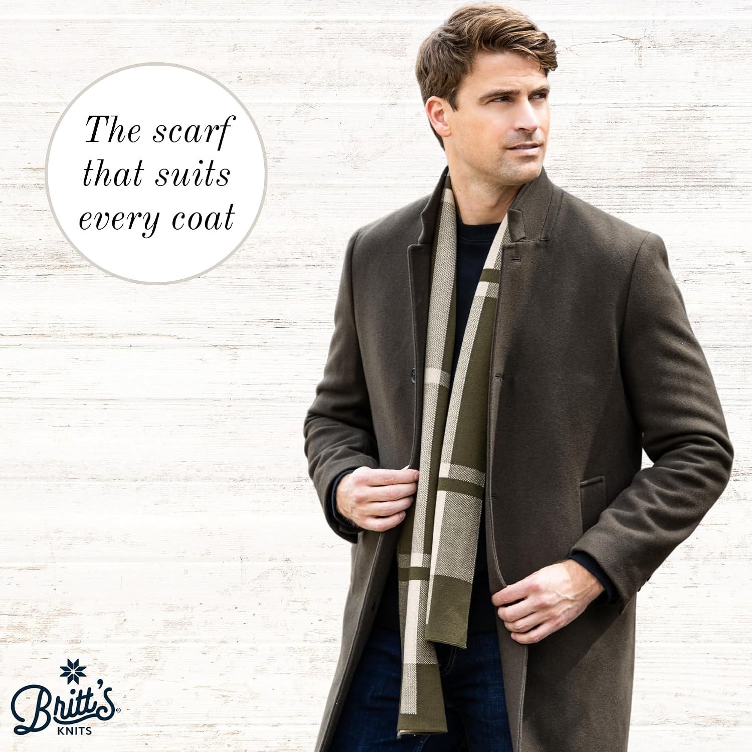 Britt's Knits Gentleman's Plaid Knit Scarf Soft Knit Scarf for Men